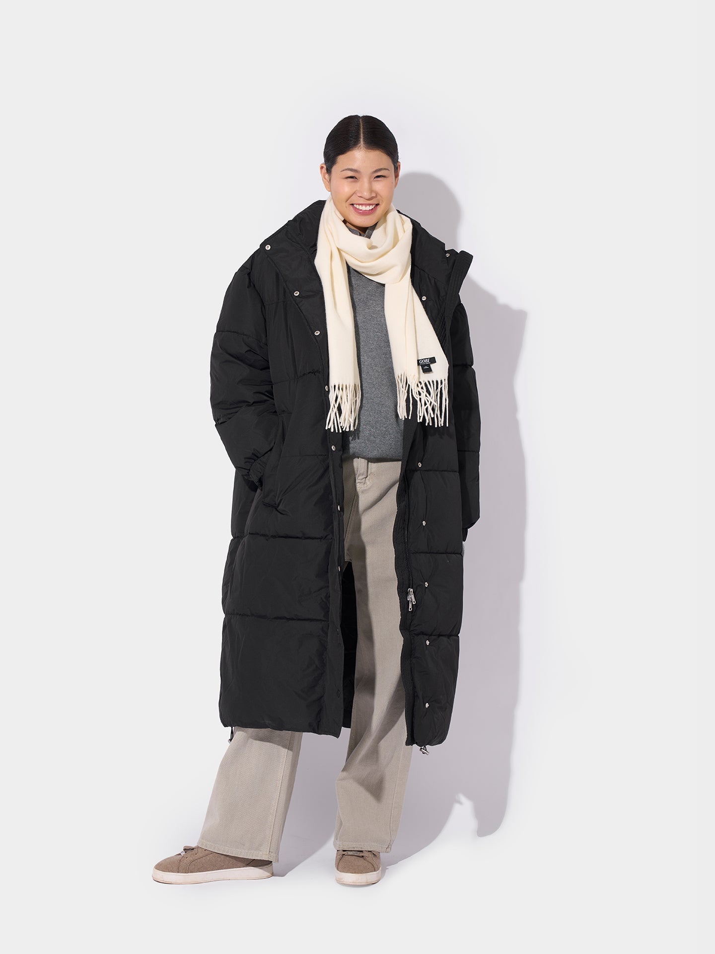 Écharpe avec franges en Cachemire pour unisex Blanc - Gobi Cashmere