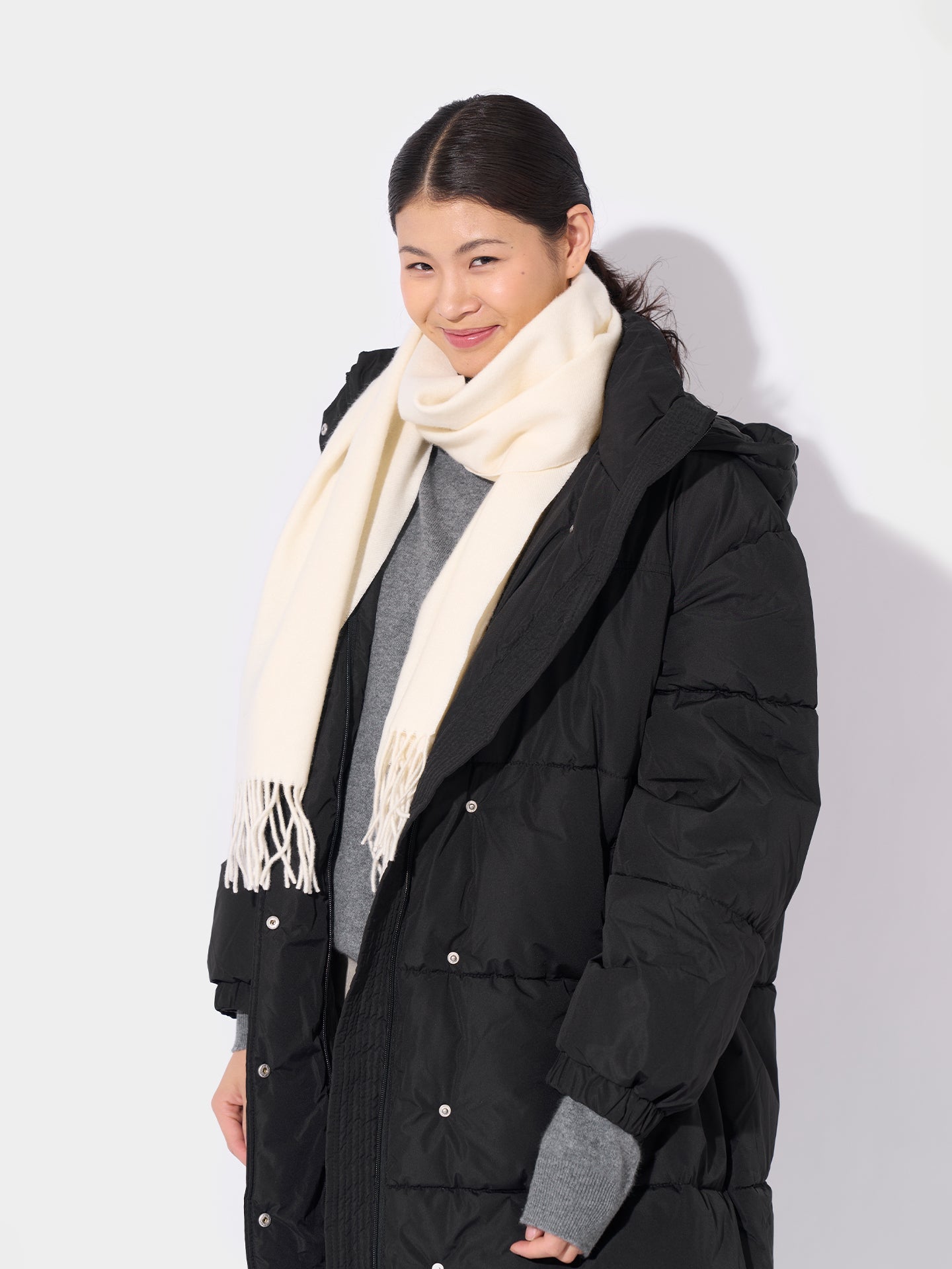 Écharpe avec franges en Cachemire pour unisex Blanc - Gobi Cashmere