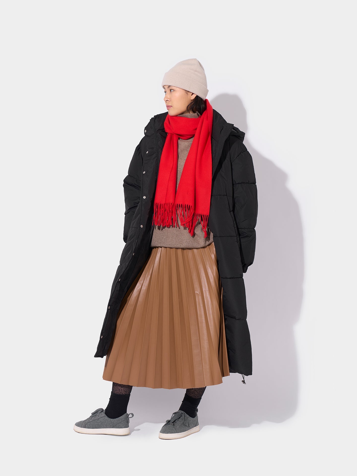 Écharpe avec franges en cachemire unisexe , couleur rouge - Gobi Cashmere 