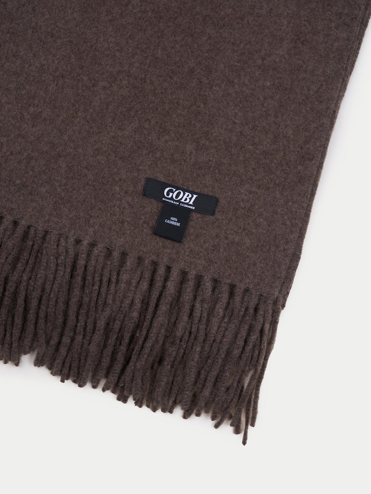Écharpe avec franges en cachemire pour unisex Taupe - Gobi Cashmere