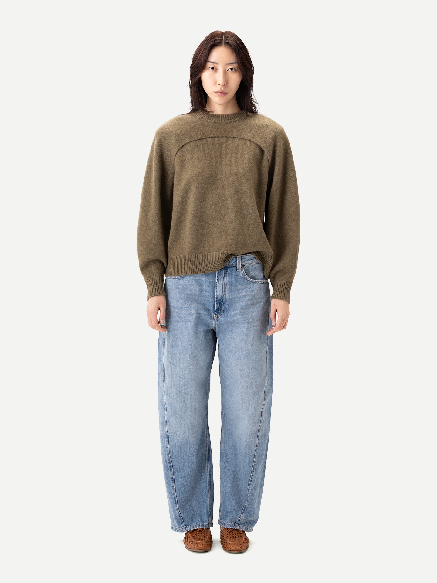 Twin-set femme en cachemire ras-du-cou Couleur Aloe | GOBI Cashmere