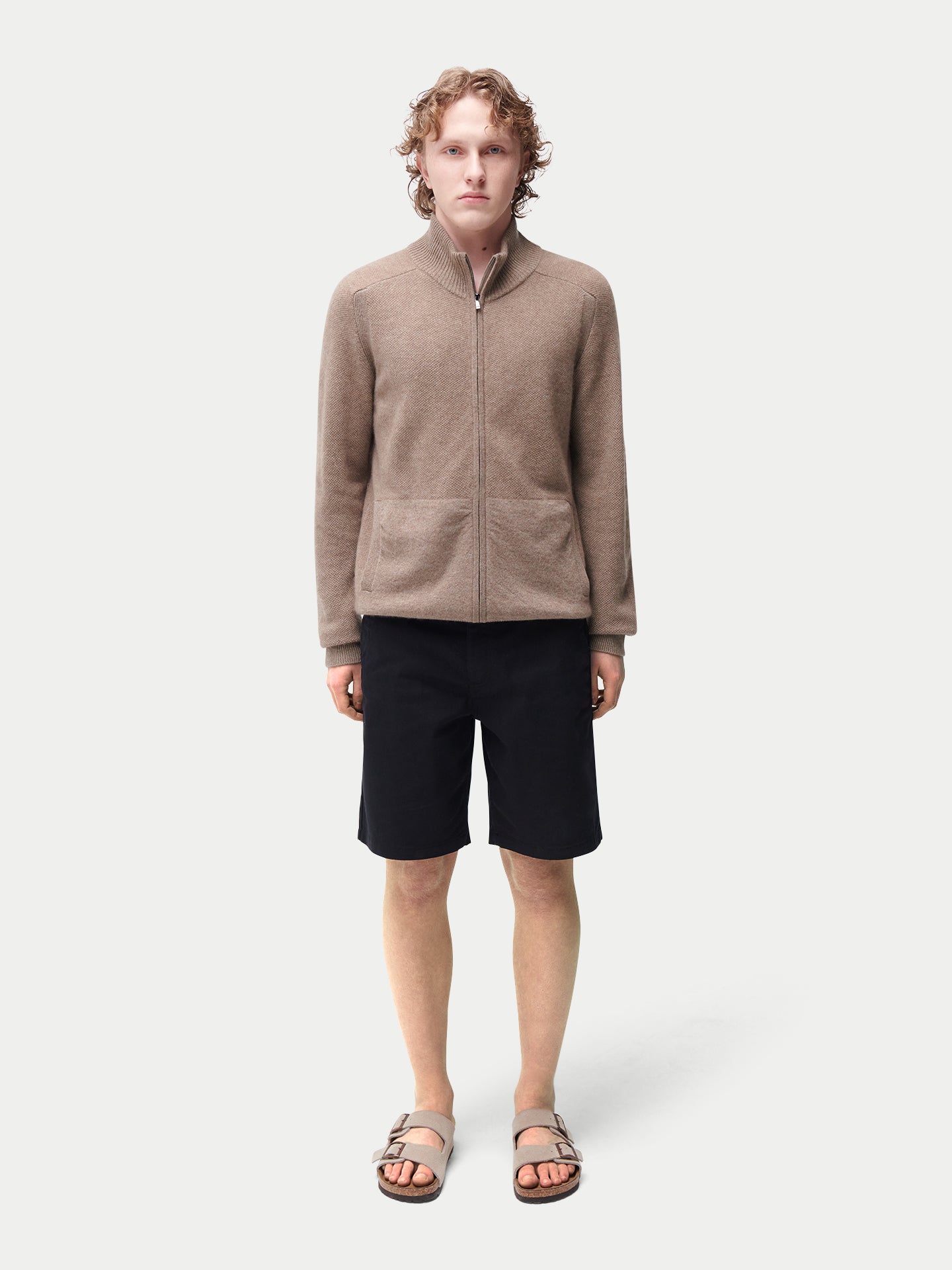 Cardigan en cachemire zippé à col montant