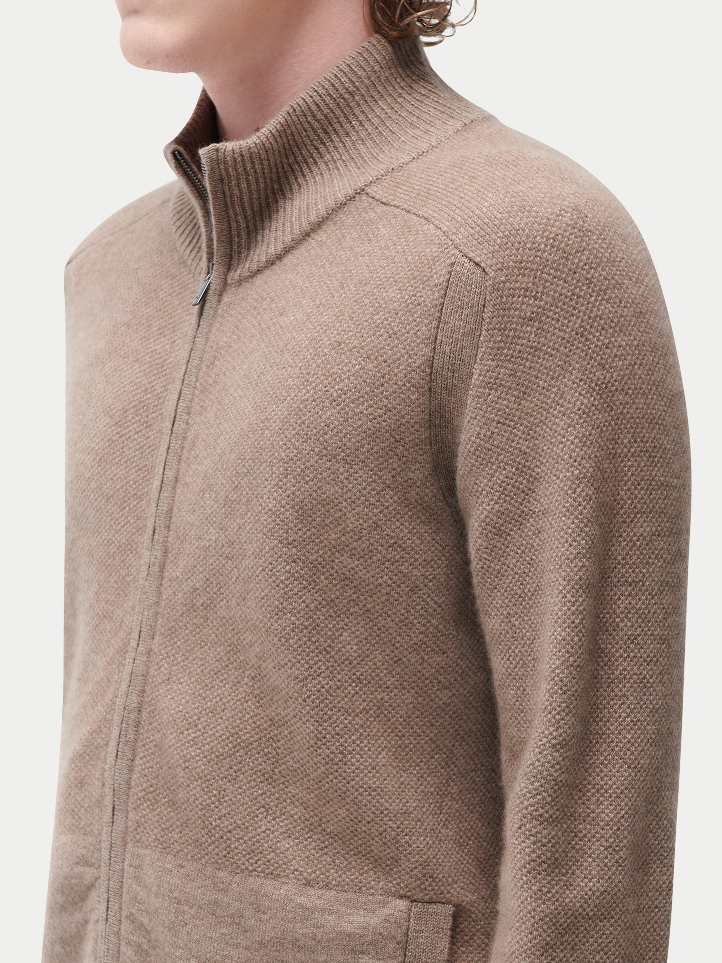 Cardigan en cachemire zippé à col montant
