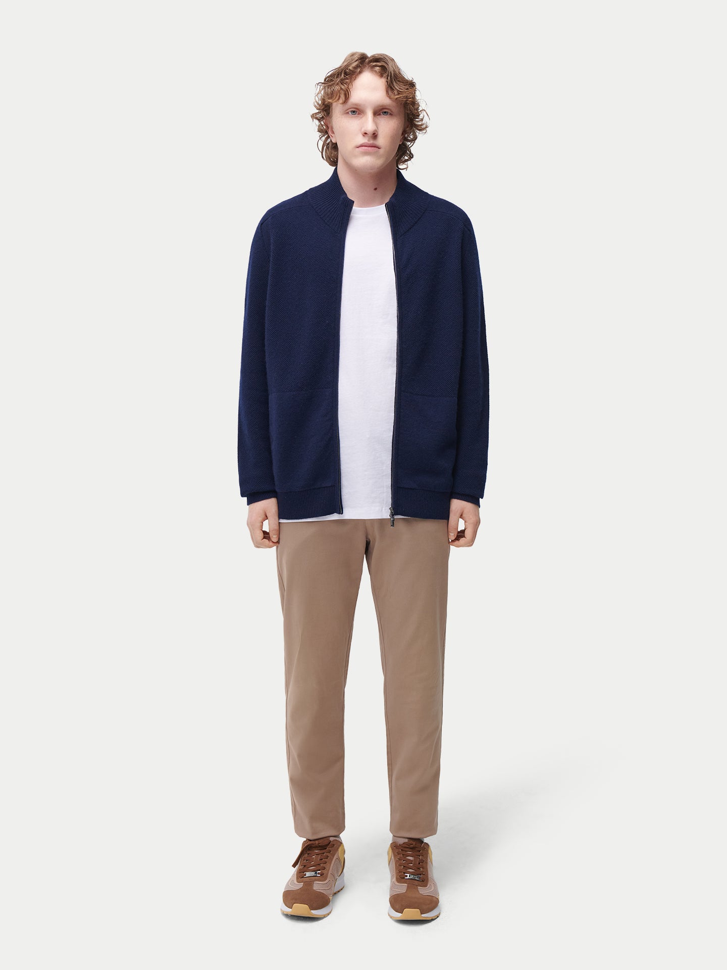 Cardigan en cachemire zippé à col montant