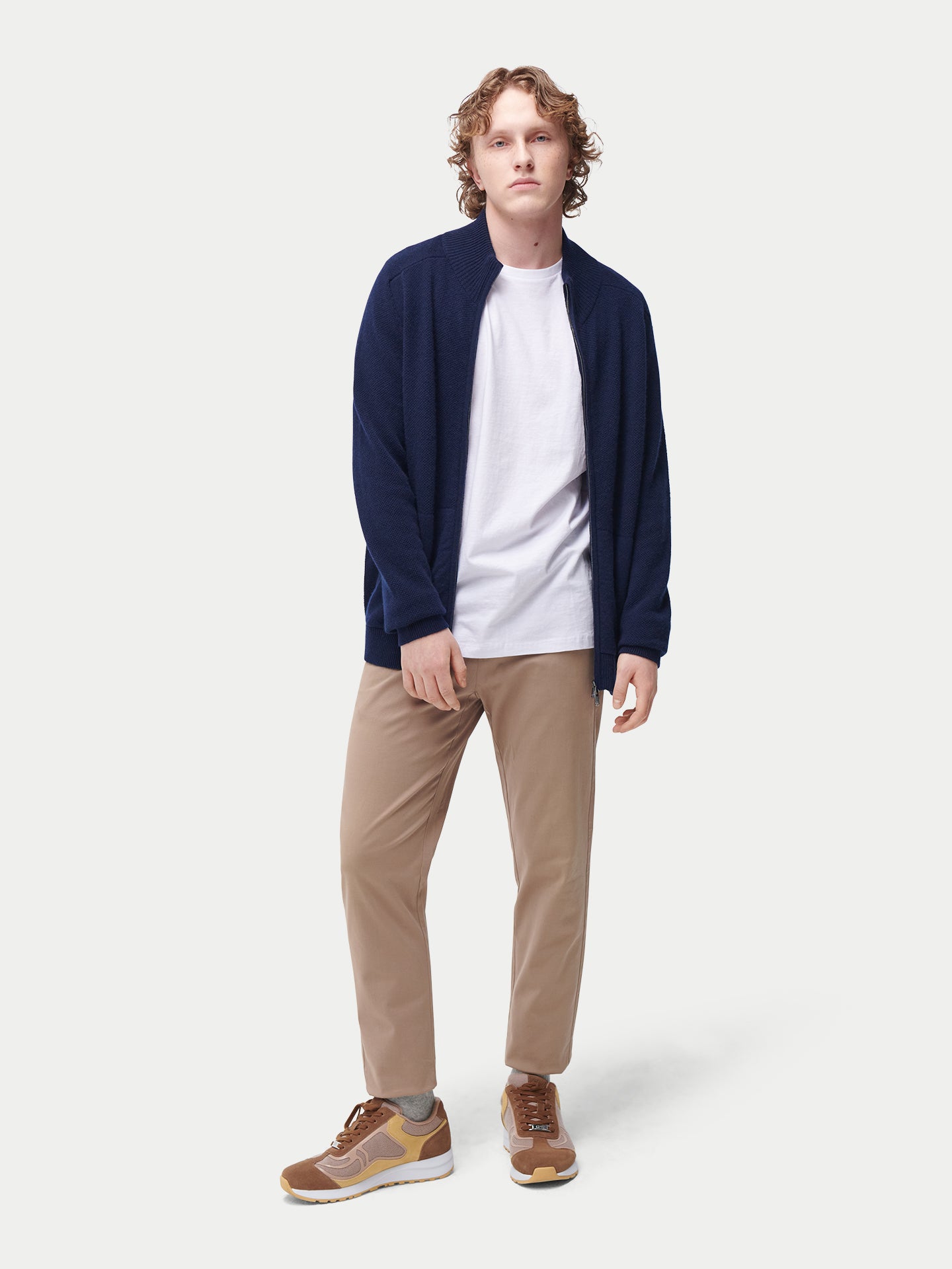 Cardigan en cachemire zippé à col montant
