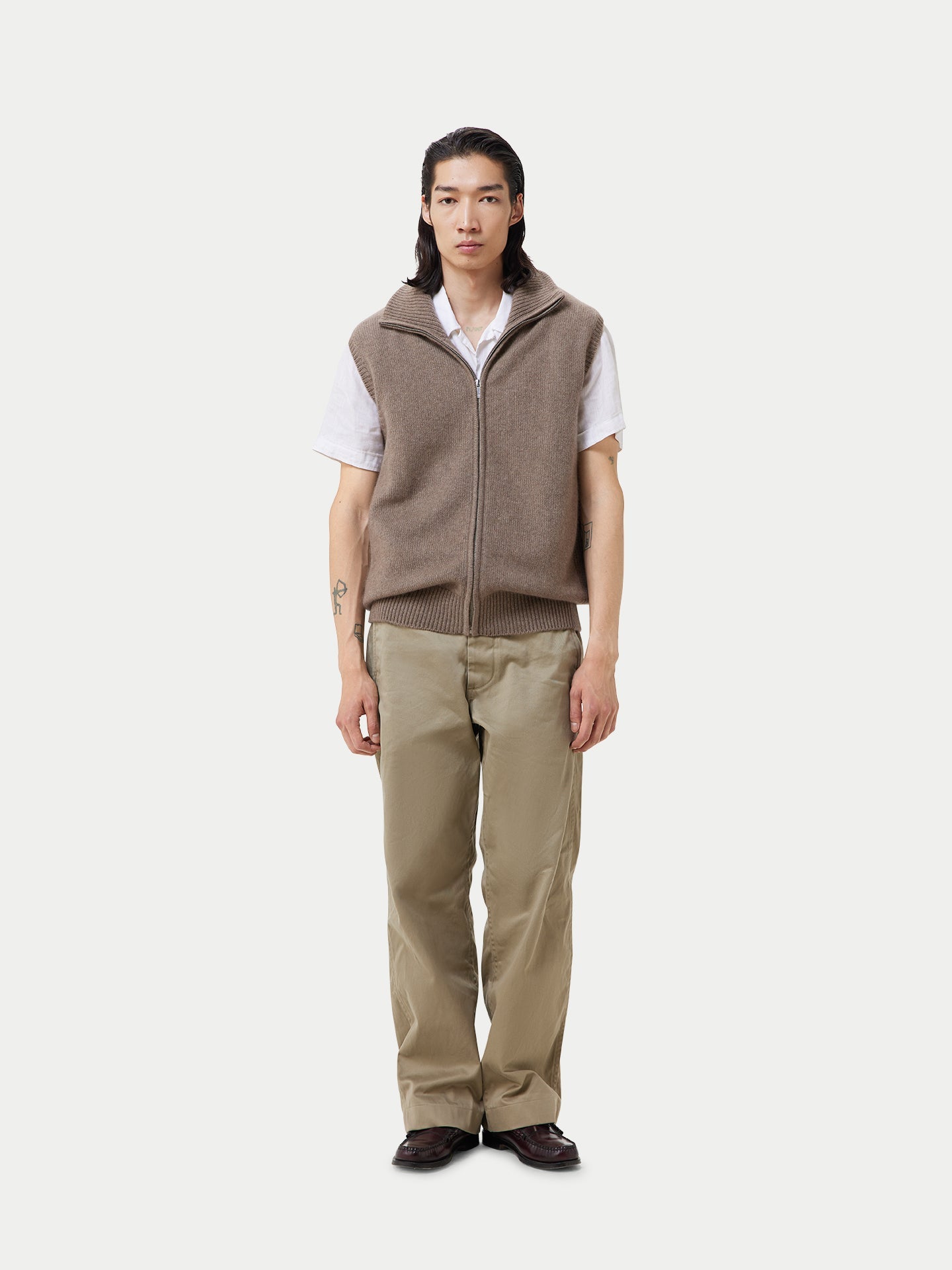 Gilet en cachemire avec fermeture éclair complète Taupe - Gobi Cashmere