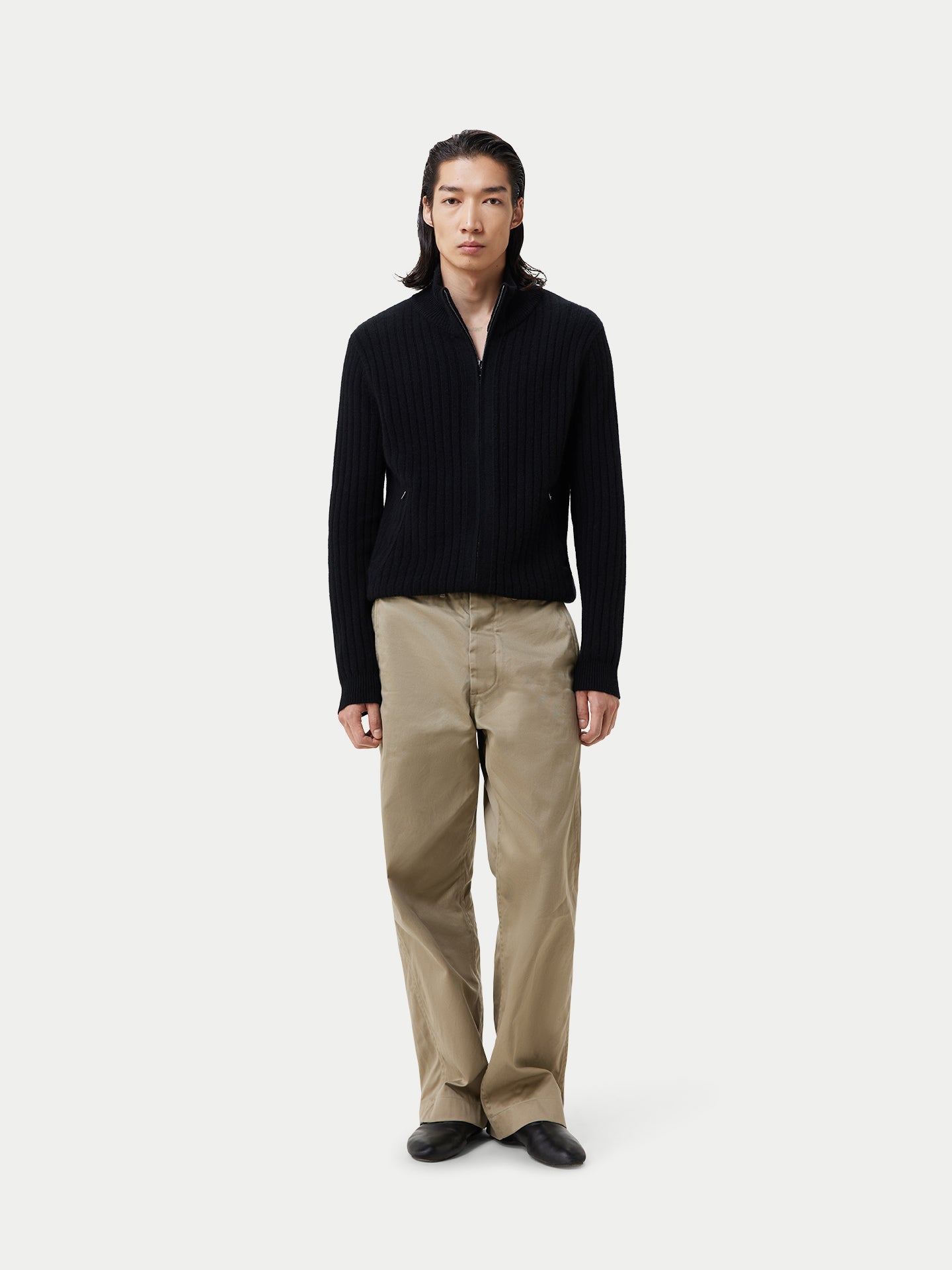Cardigan à fermeture éclair Noir - Gobi Cashmere