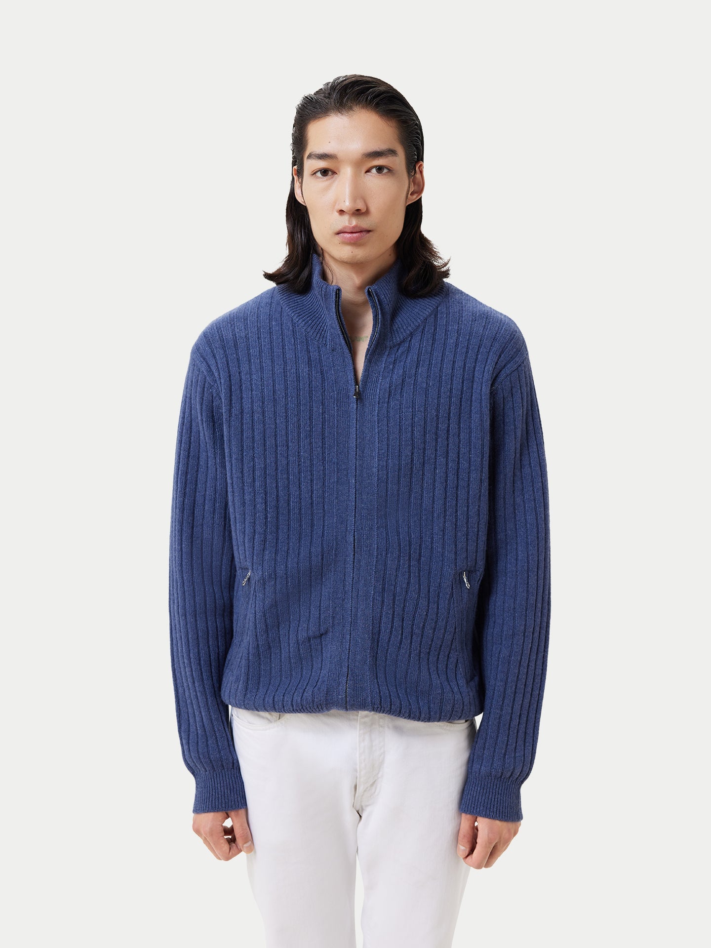 Cardigan à fermeture éclair  Navy - Gobi Cashmere