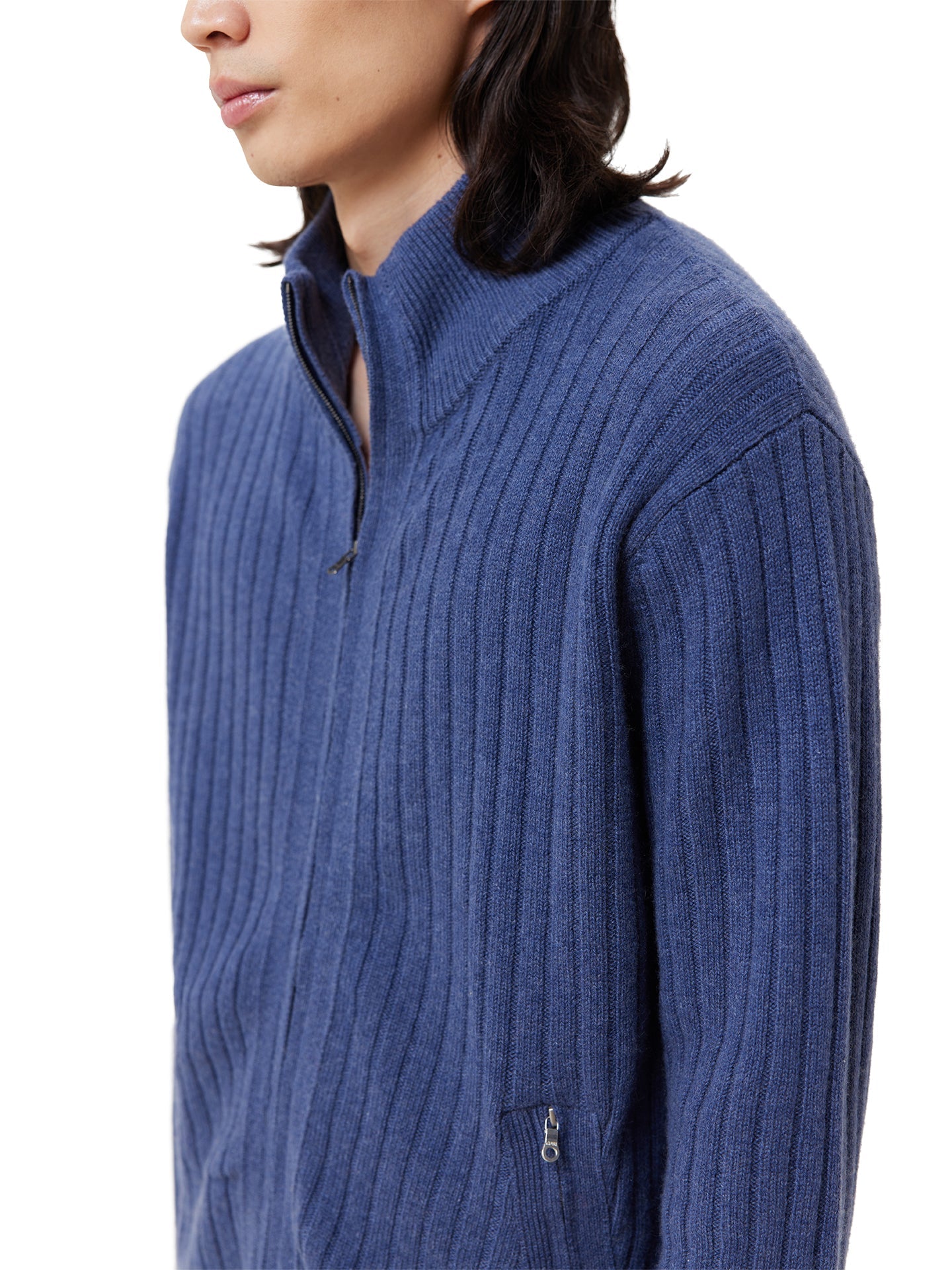 Cardigan à fermeture éclair  Navy - Gobi Cashmere