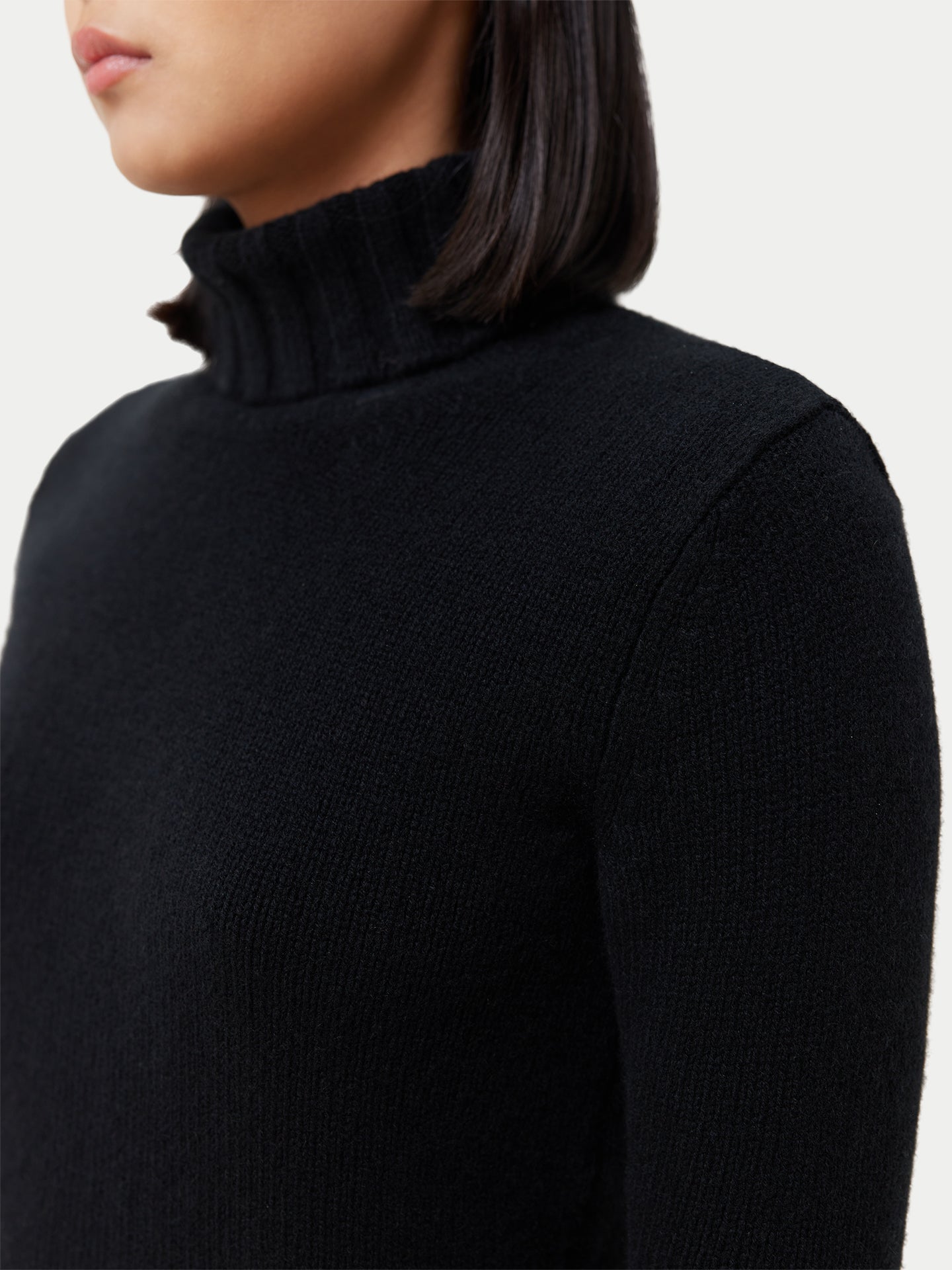 Top col en T en cachemire Noir  - Gobi Cashmere