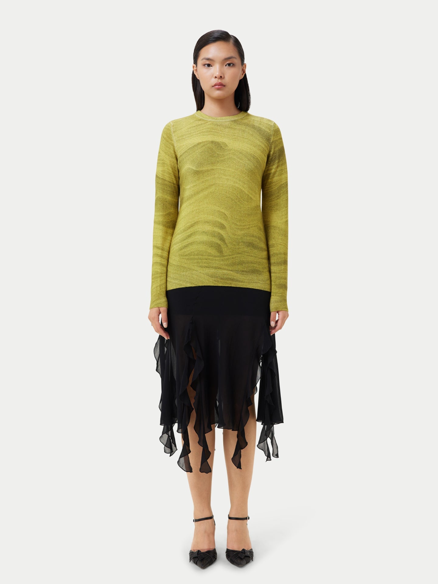 Pull C en cachemire imprimé Blanc - Gobi Cashmere