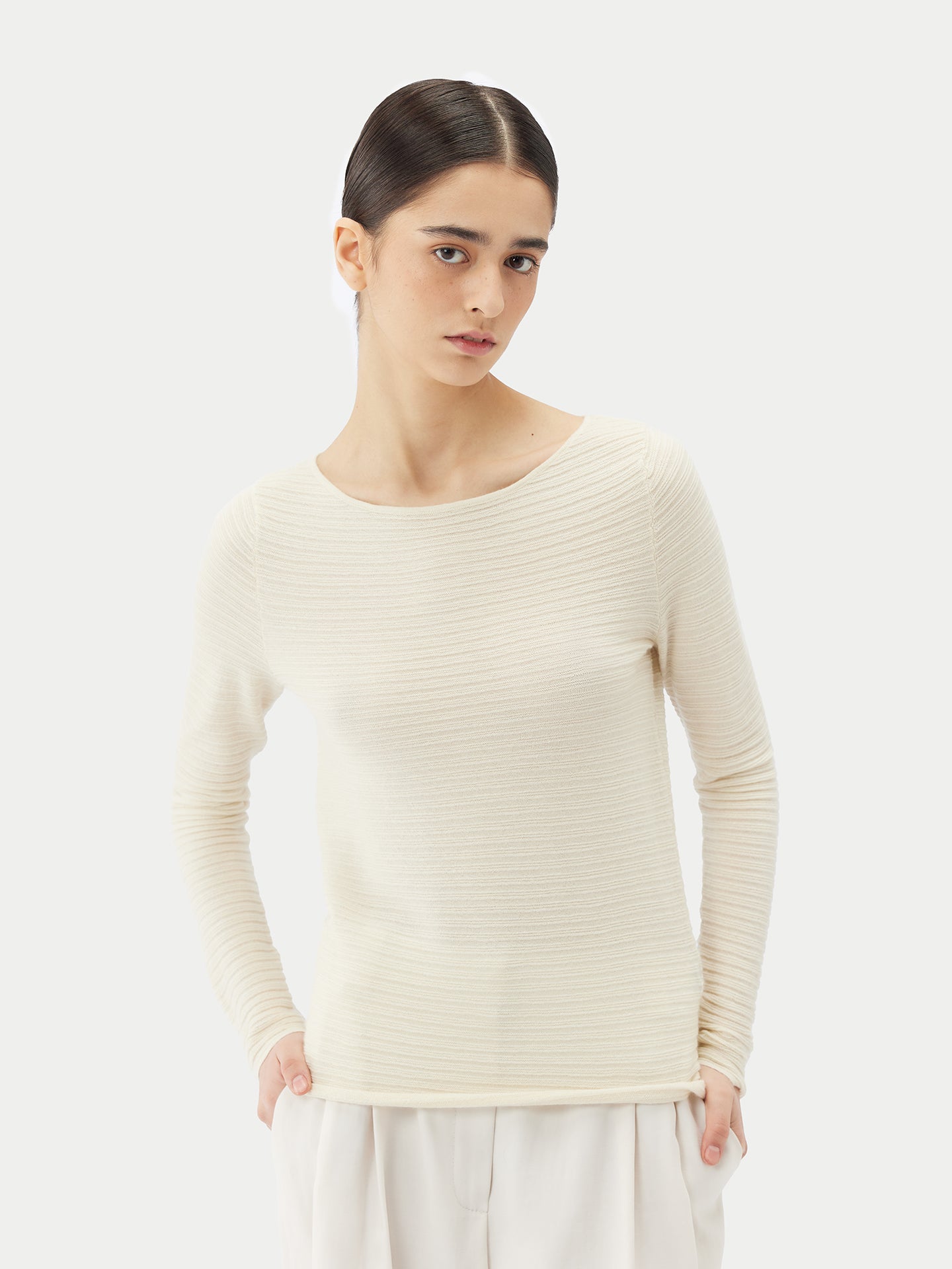 Pull côtelé en soie et cachemire luxueux | GOBI Cashmere