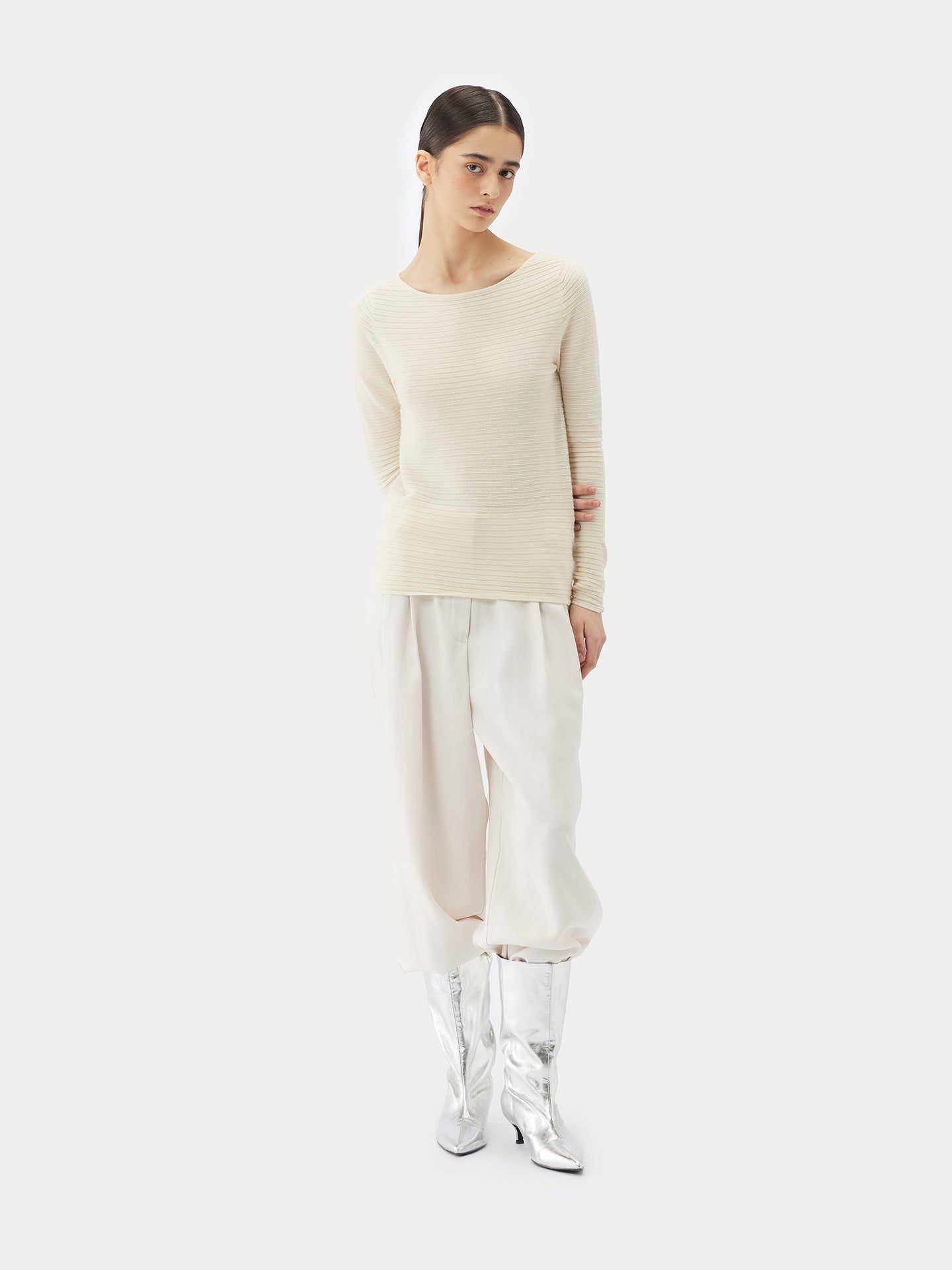 Pull côtelé en soie et cachemire luxueux | GOBI Cashmere
