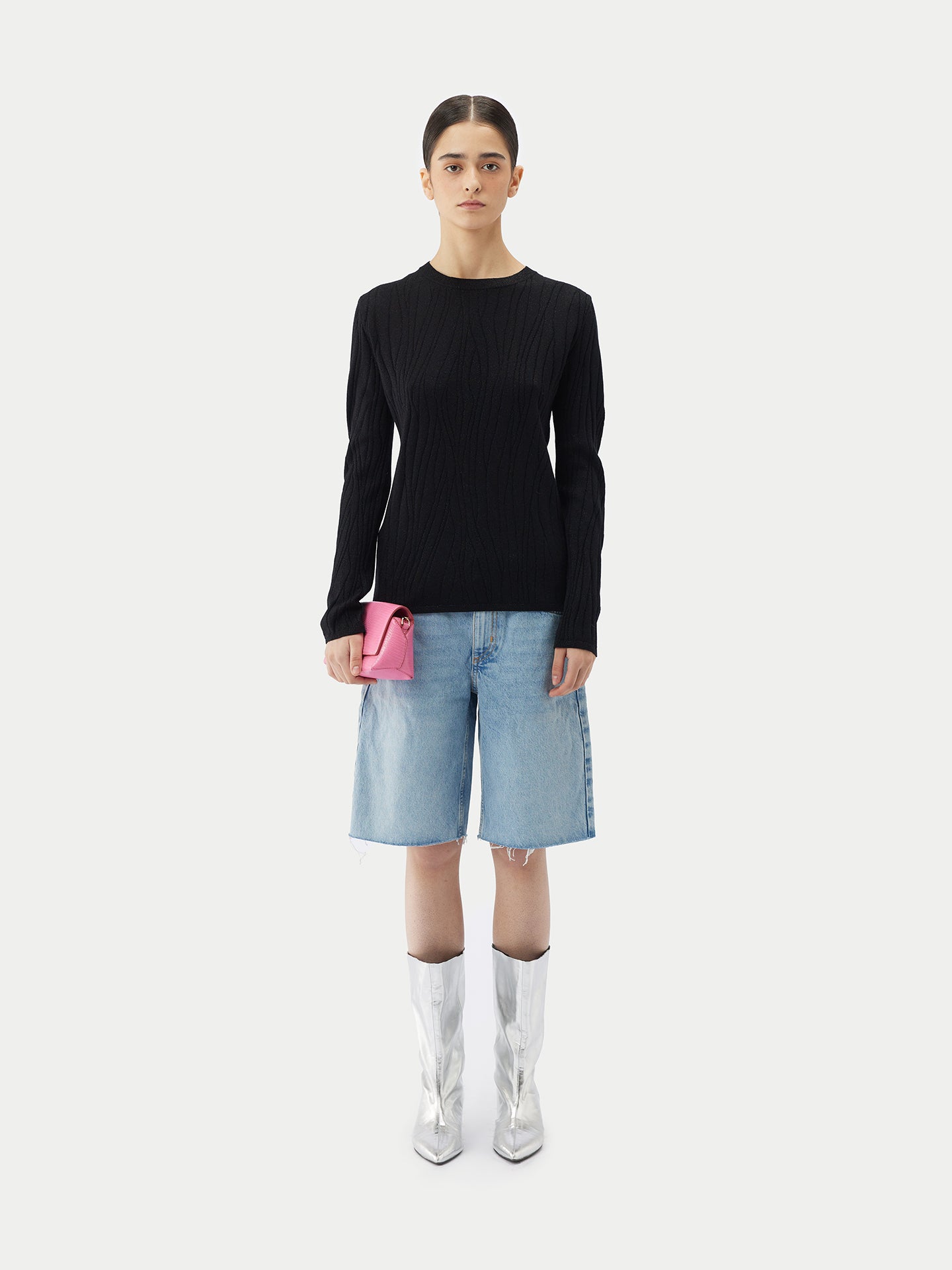 Pull en soie et cachemire avec fils argentés | GOBI Cashmere