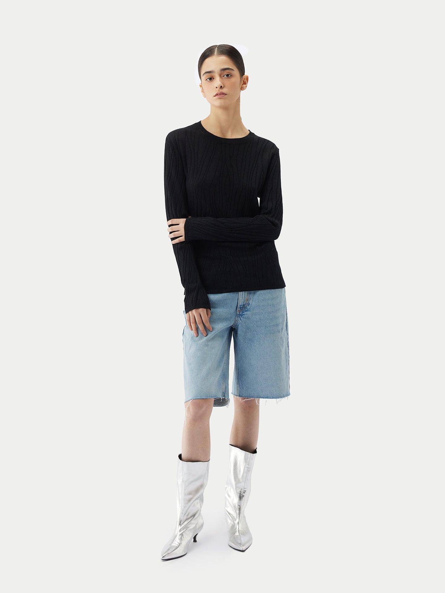 Pull en soie et cachemire avec fils argentés | GOBI Cashmere