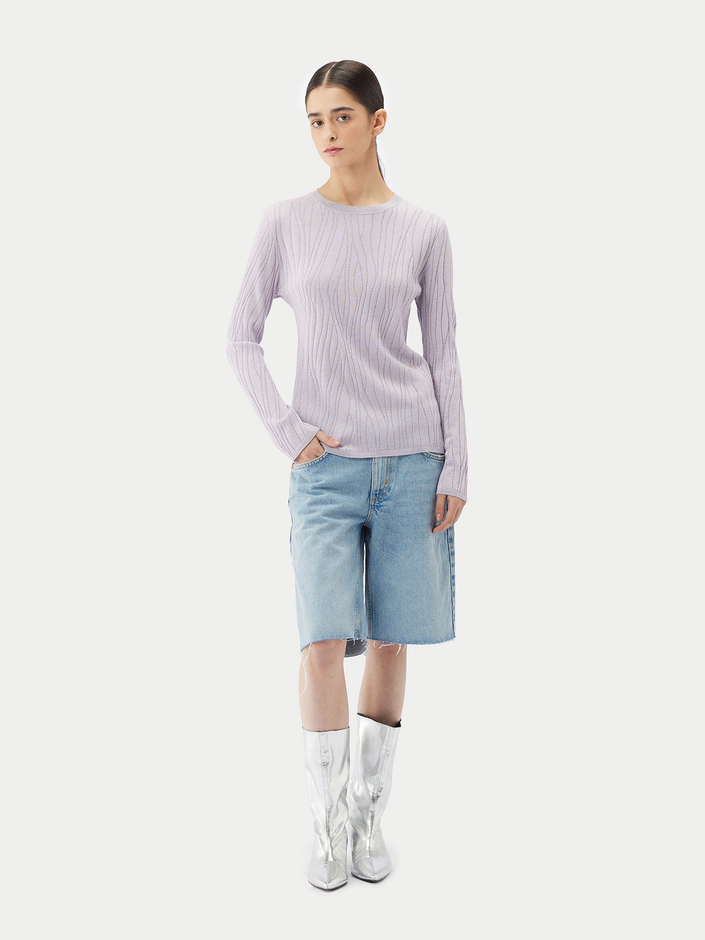 Pull en soie et cachemire avec fils argentés | GOBI Cashmere