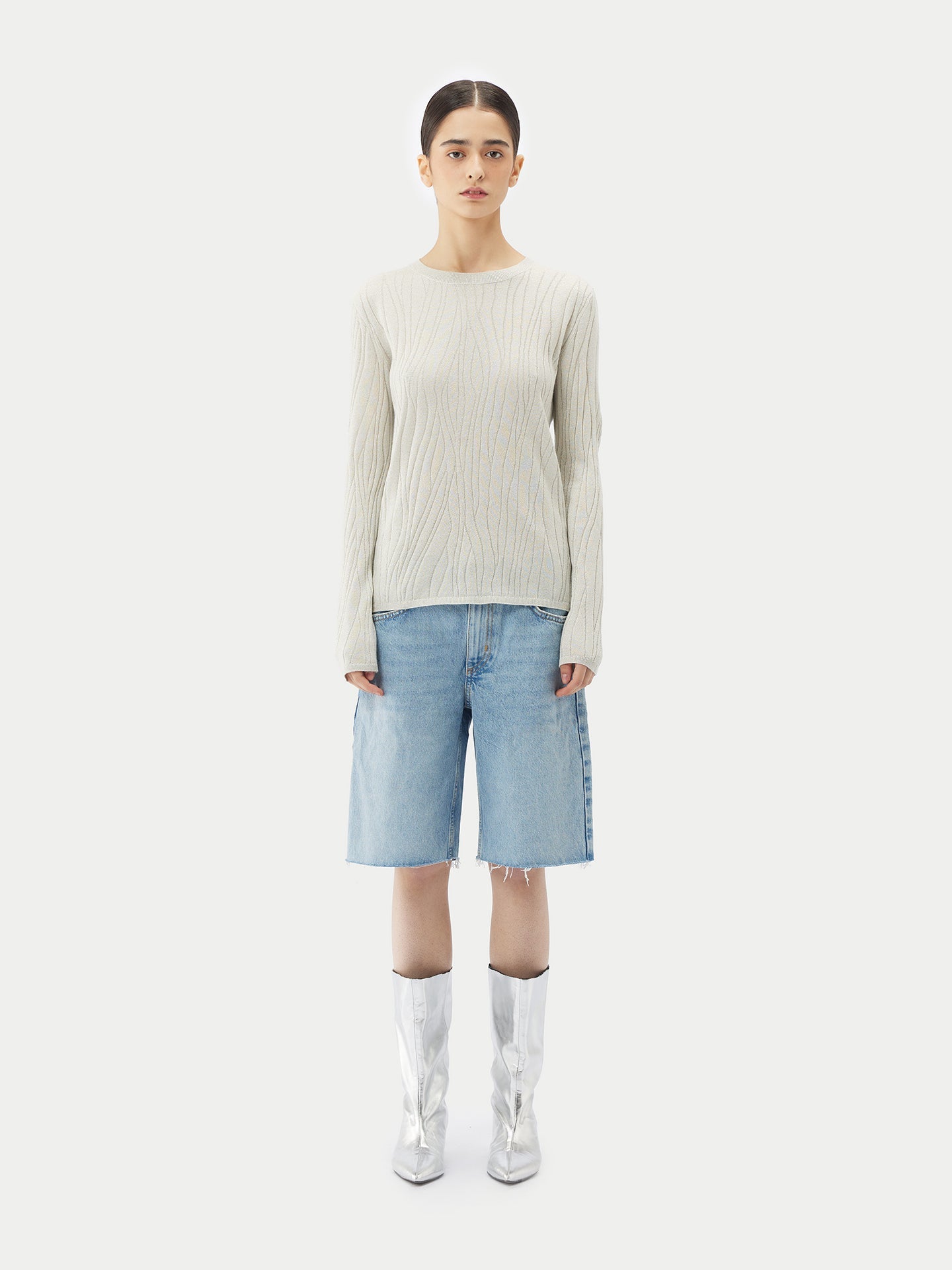 Pull en soie et cachemire avec fils argentés | GOBI Cashmere