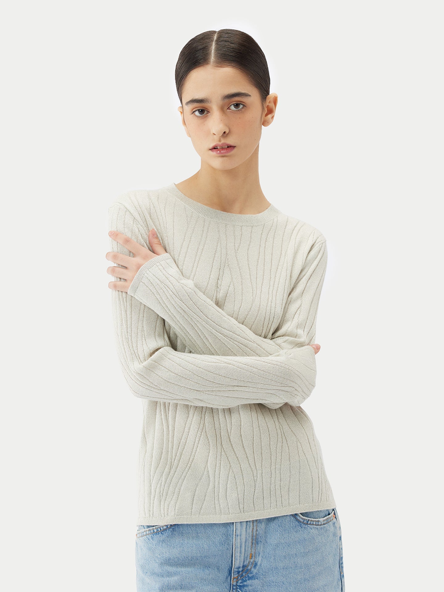 Pull en soie et cachemire avec fils argentés | GOBI Cashmere