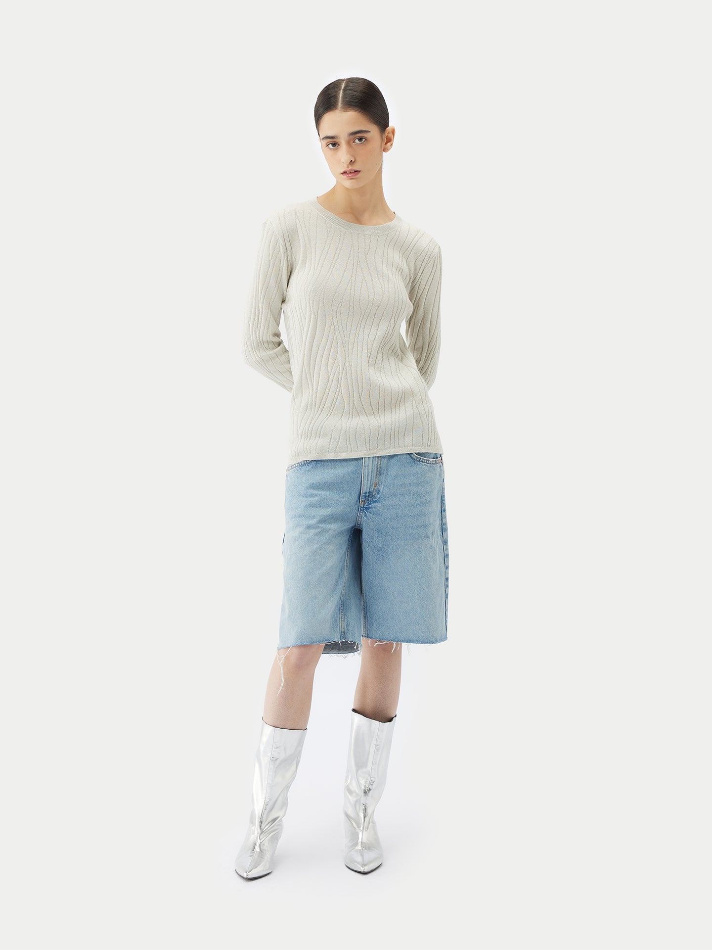 Pull en soie et cachemire avec fils argentés | GOBI Cashmere