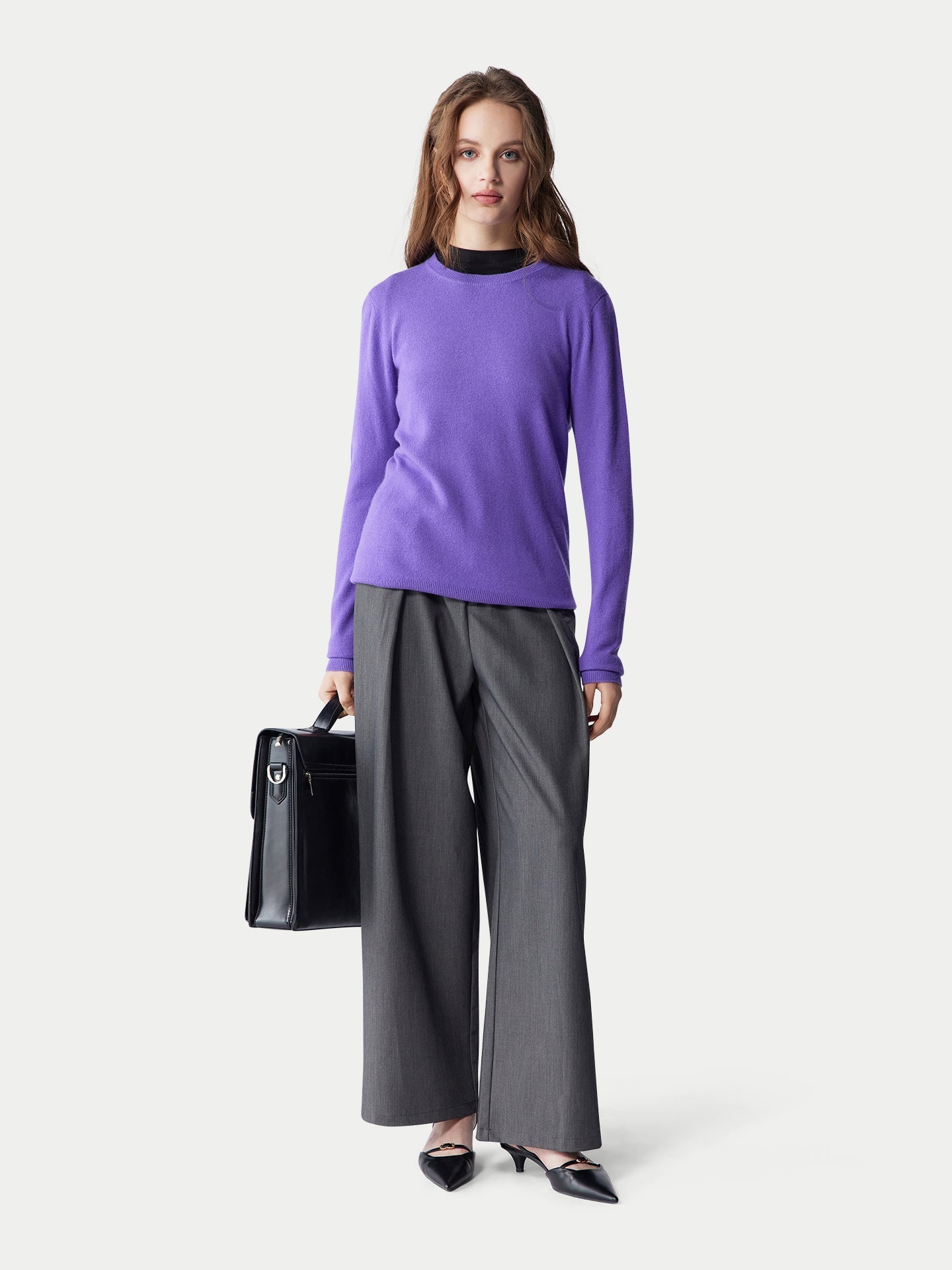Pull col rond en cachemire pour femmes