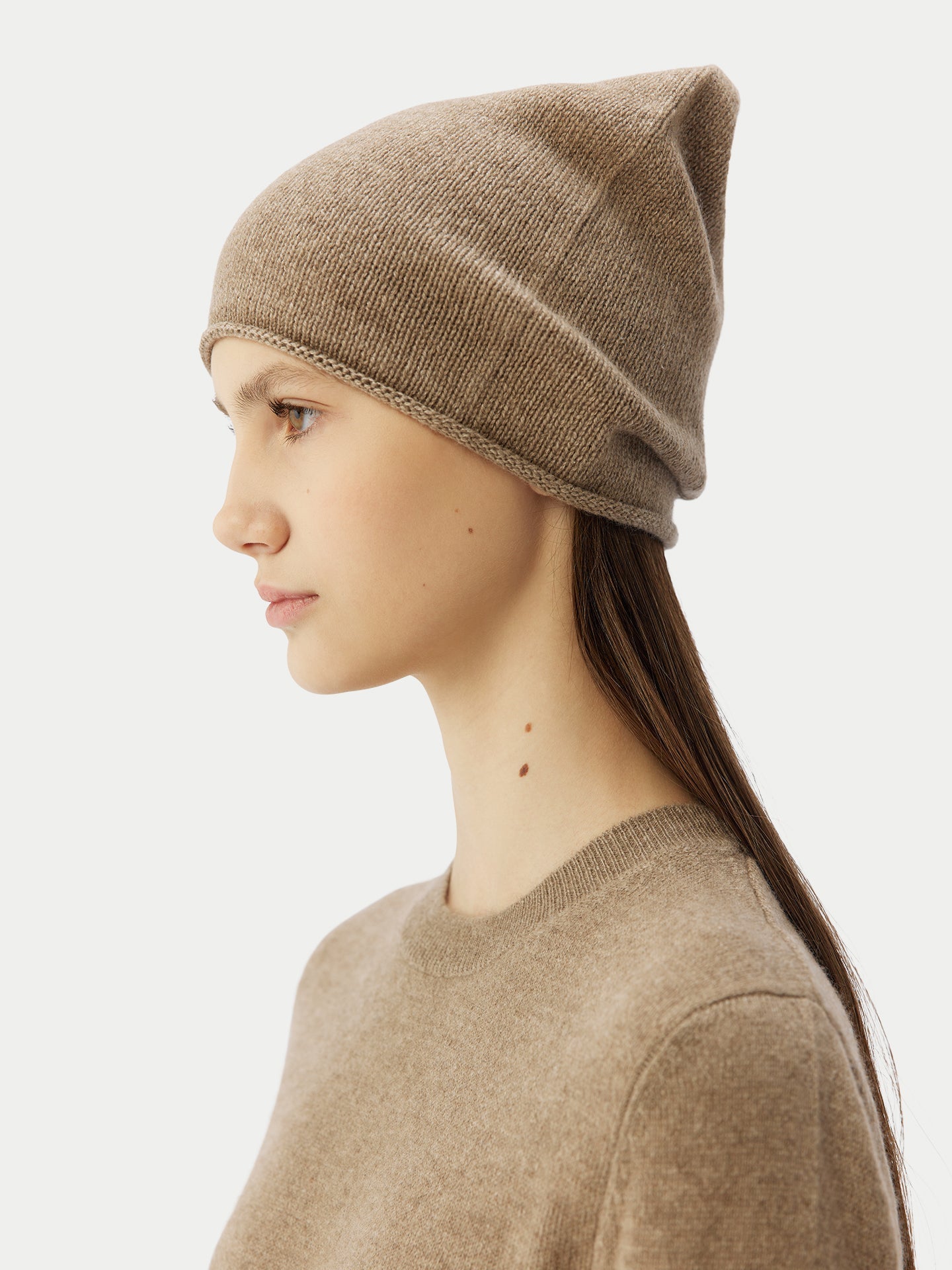 Cachemire léger pour femme Poids Basique Col Rond Taupe- Gobi Cashmere