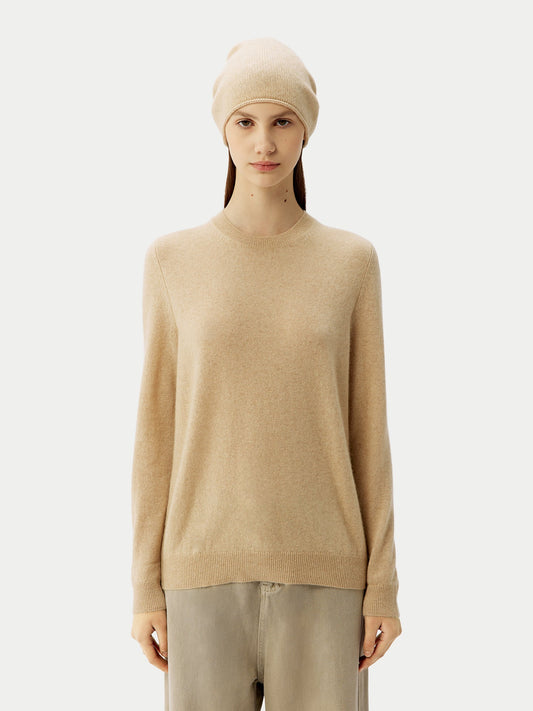 Cachemire léger pour femme Poids Basique Col Rond Taupe - Gobi Cashmere