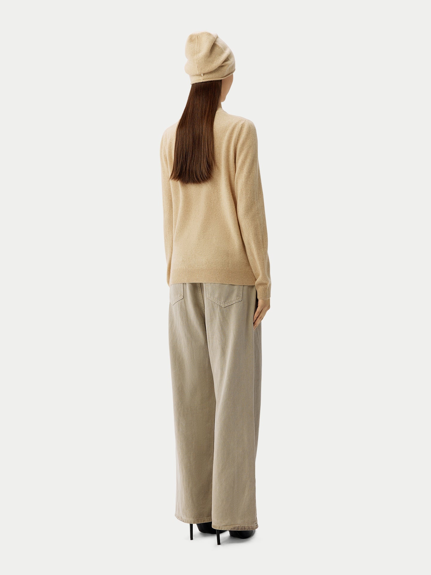 Cachemire léger pour femme Poids Basique Col Rond Taupe - Gobi Cashmere