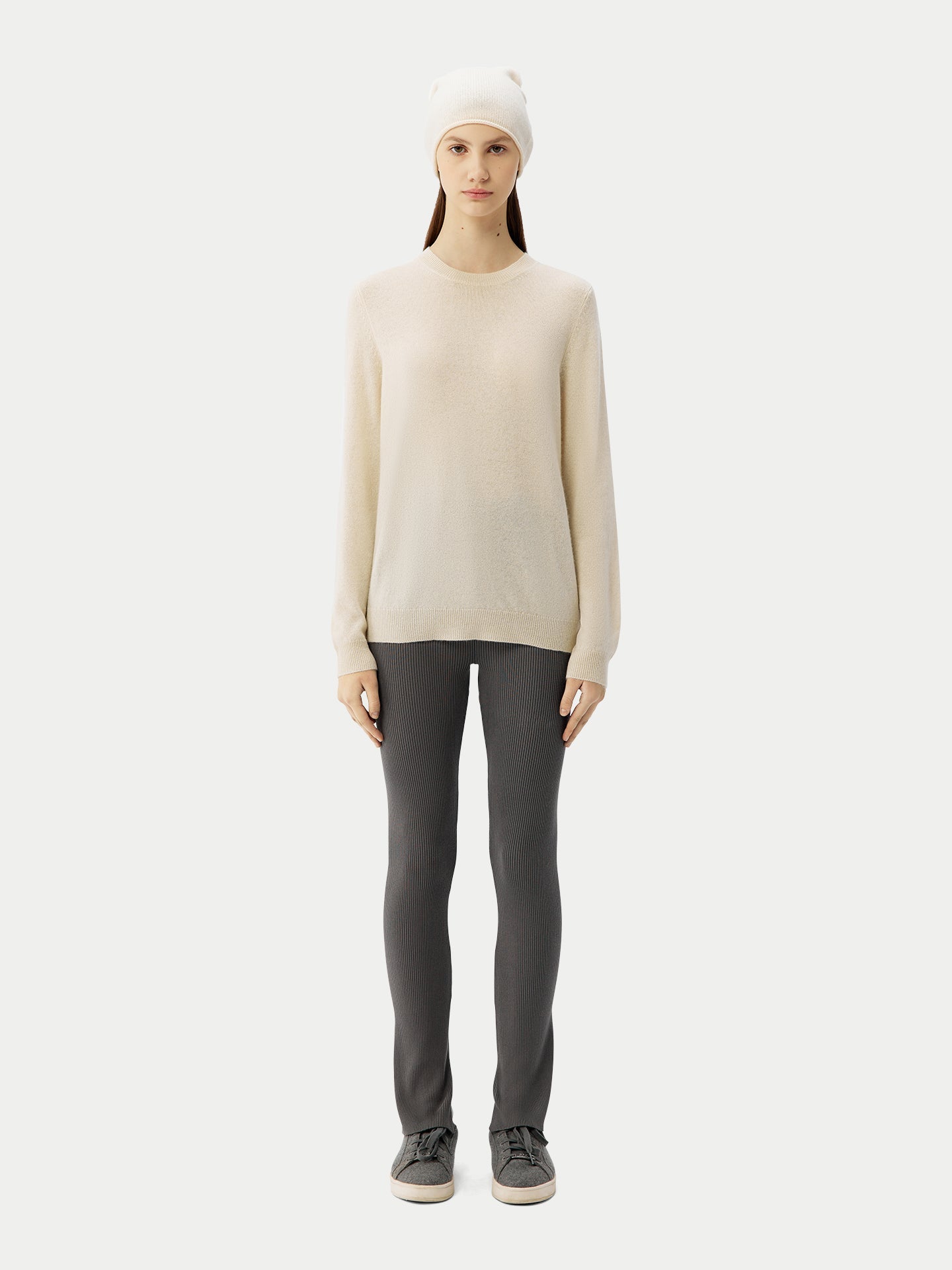 Cachemire léger pour femme Poids Basique Col Rond Blanc - Gobi Cashmere