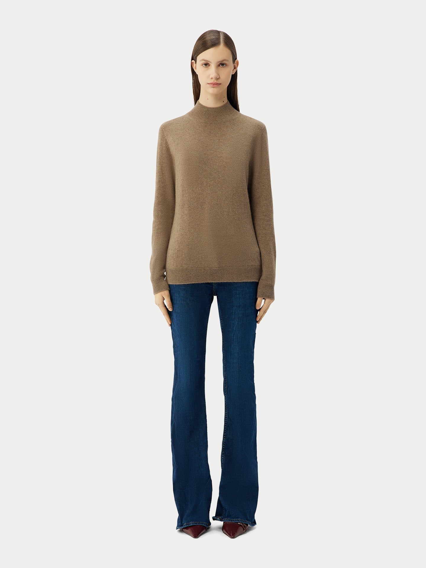Pull col haut en Cachemire pour femmes Taupe - Gobi Cashmere