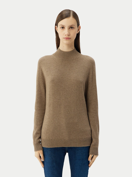 Pull col haut en Cachemire pour femmes Taupe - Gobi Cashmere