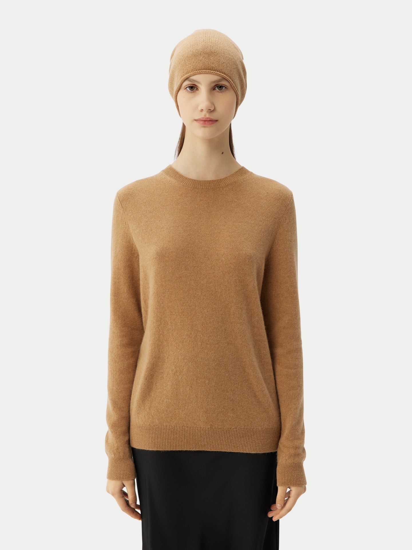 Cachemire léger pour femme Poids Basique Col Rond marron - Gobi Cashmere