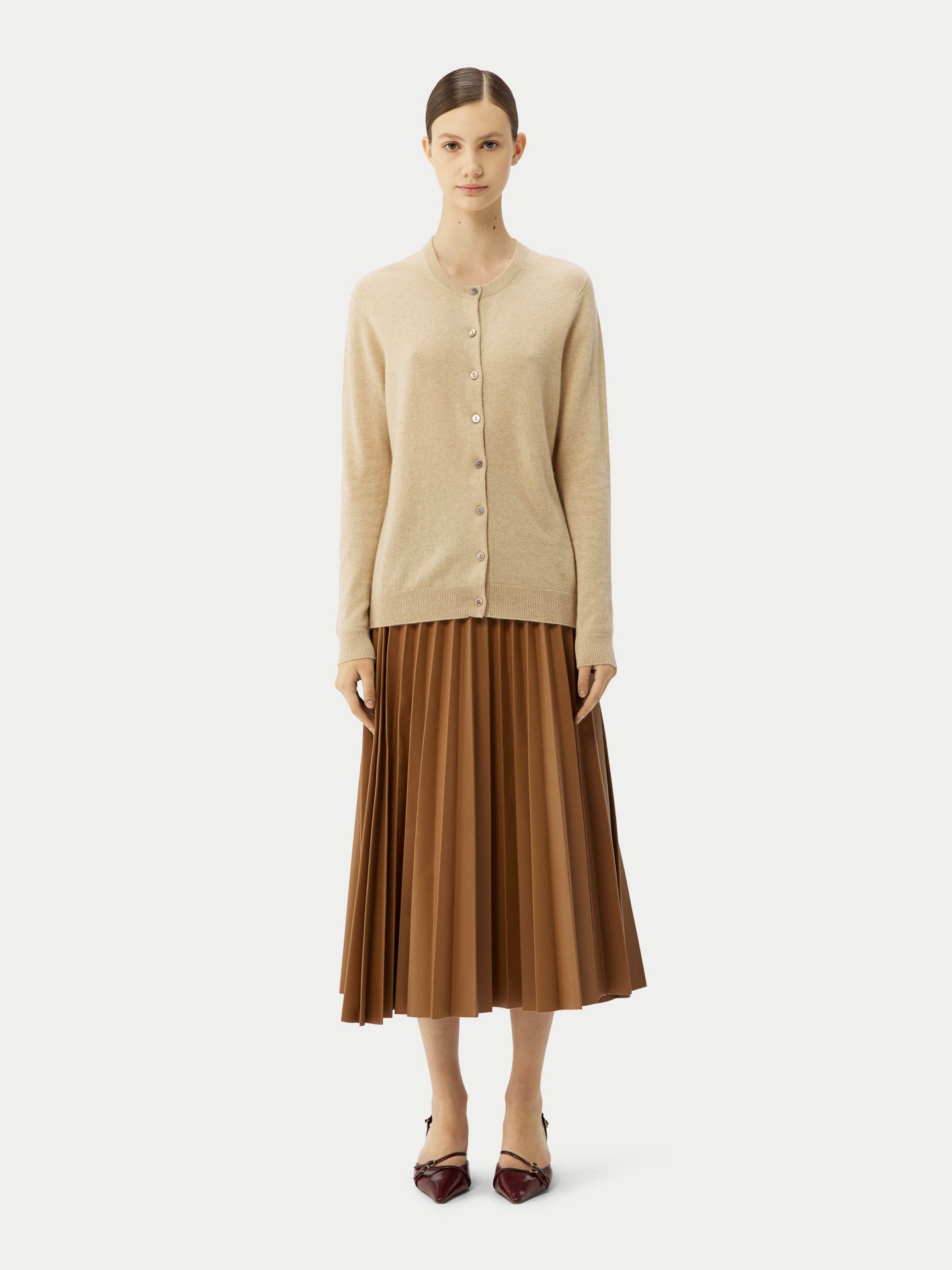 Cardigan col rond en Cachemire pour femmes Taupe - Gobi Cashmere