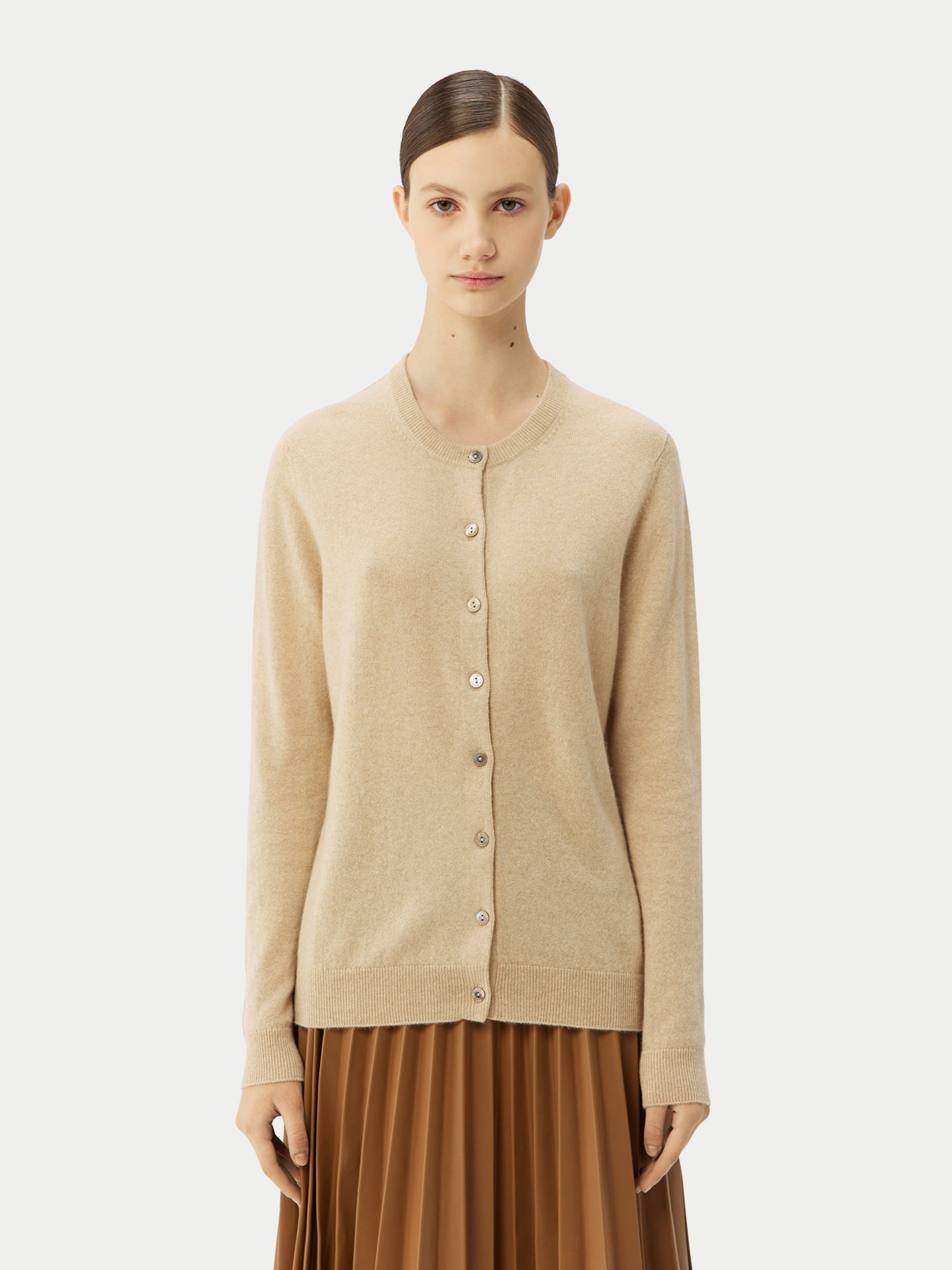 Cardigan col rond en Cachemire pour femmes Taupe - Gobi Cashmere