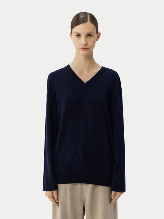 Pull col en V en Cachemire pour femmes Marin - Gobi Cashmere