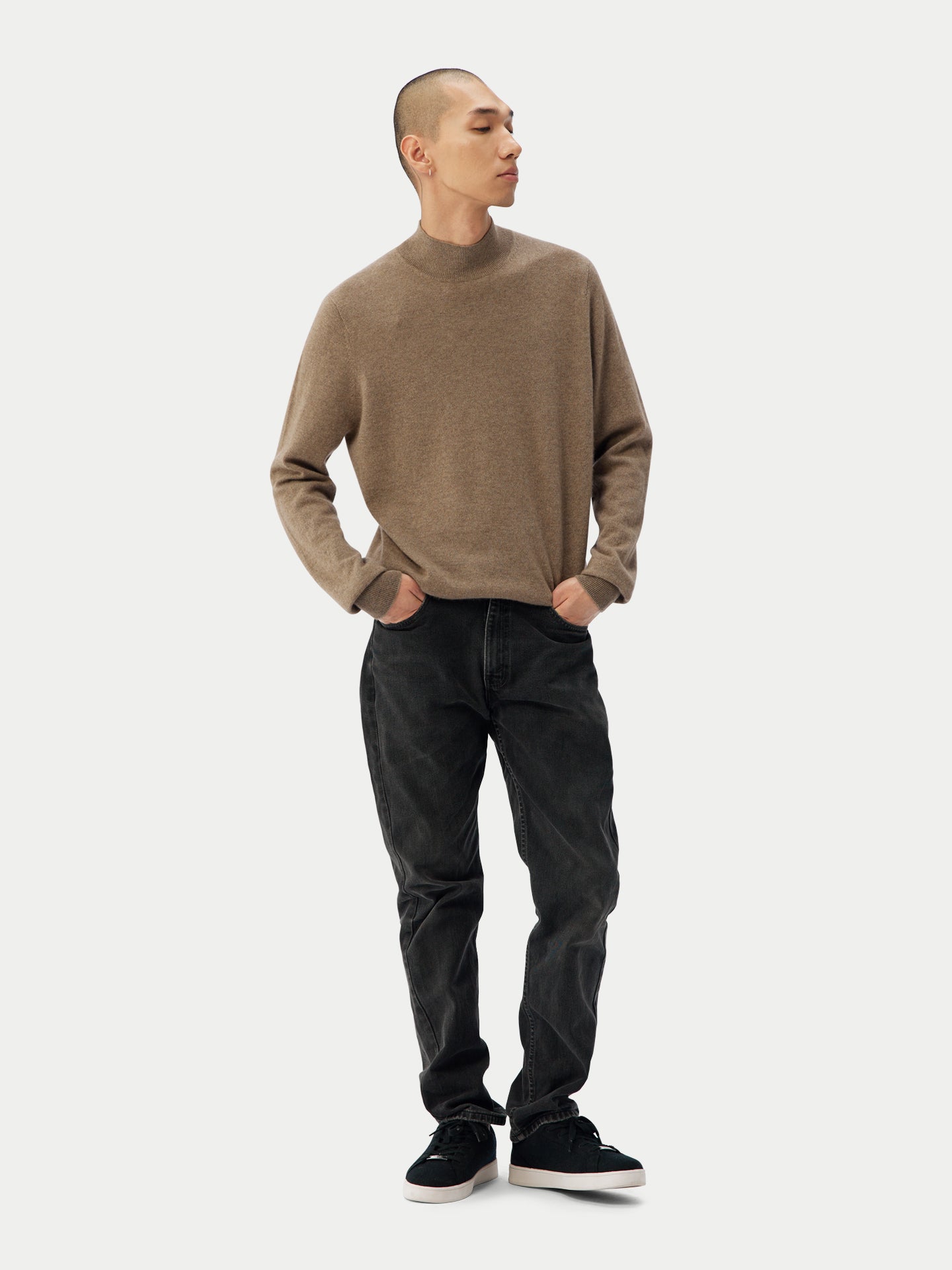 Col haut homme en cachemire taupe - Gobi Cashmere