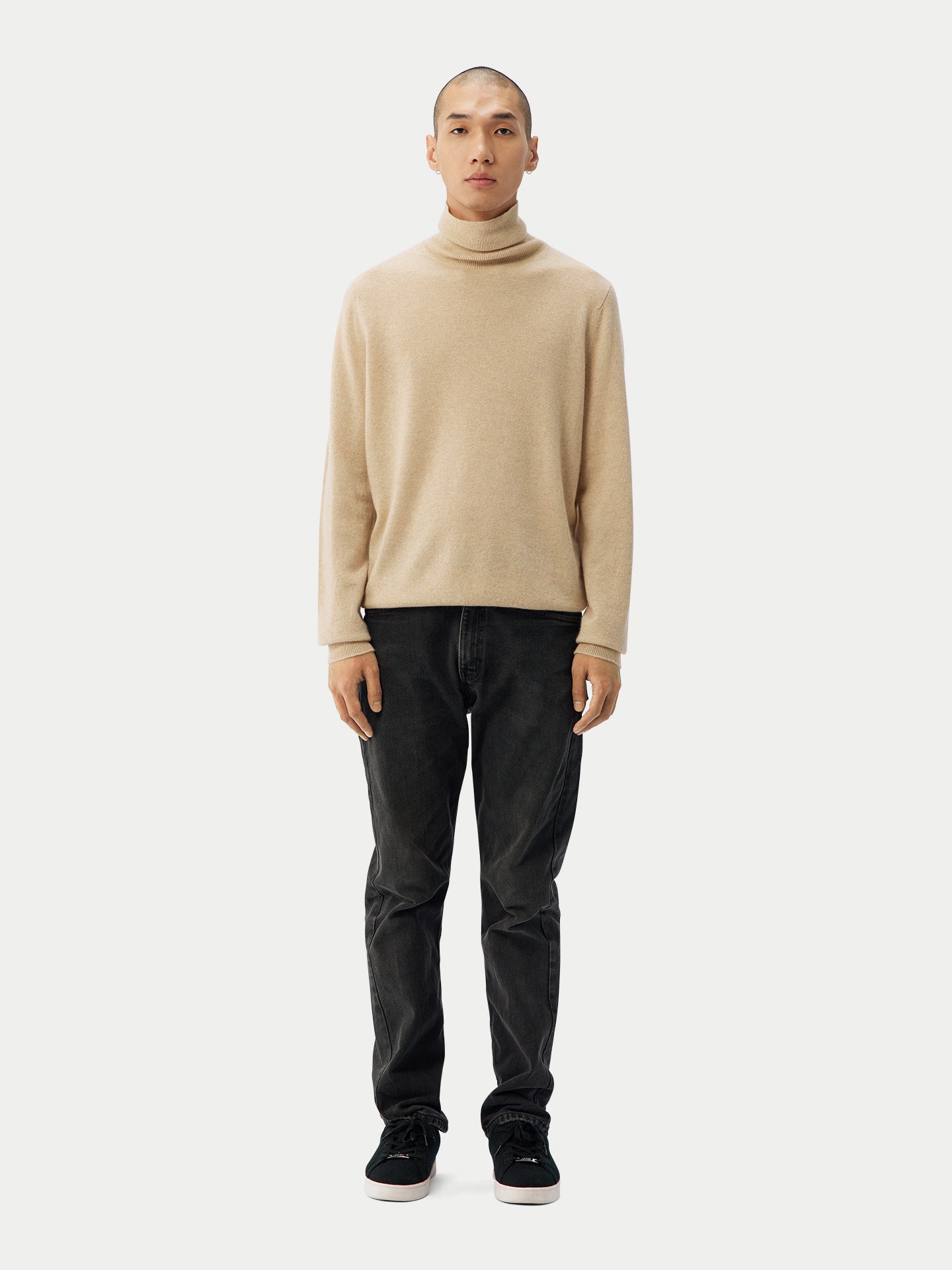 Col roulé homme en cachemire pour hommes Couleur Organique Taupe - Gobi Cashmere 