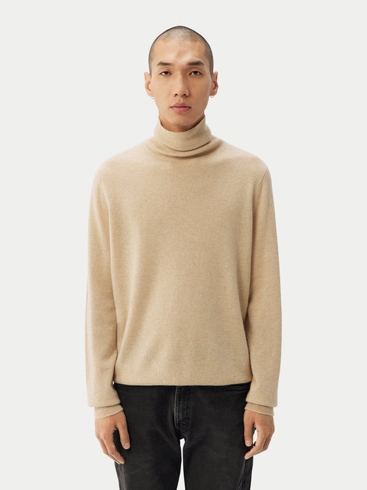 Col roulé homme en cachemire pour hommes Couleur Organique Taupe - Gobi Cashmere 