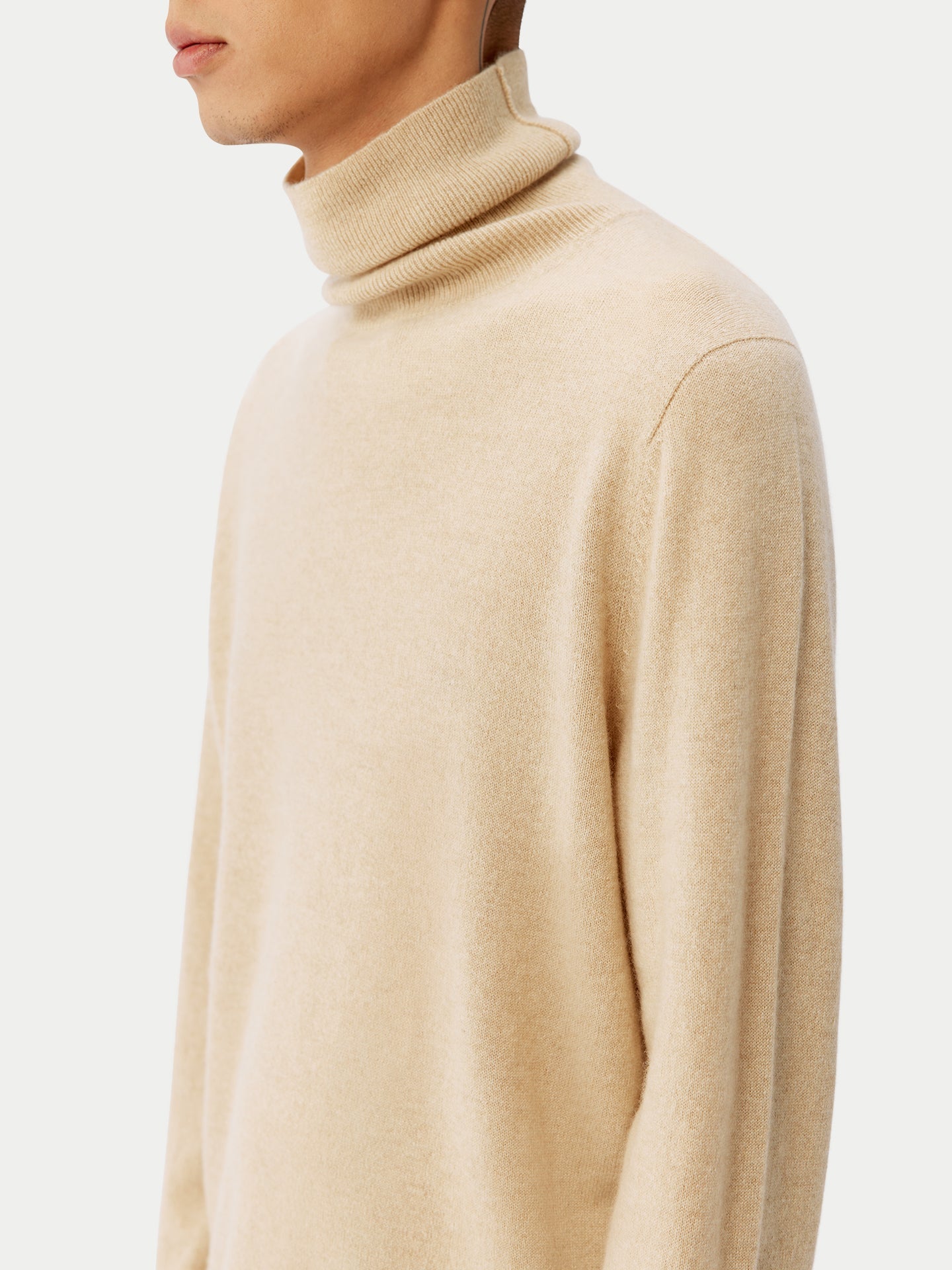 Col roulé homme en cachemire pour hommes Couleur Organique Taupe - Gobi Cashmere 