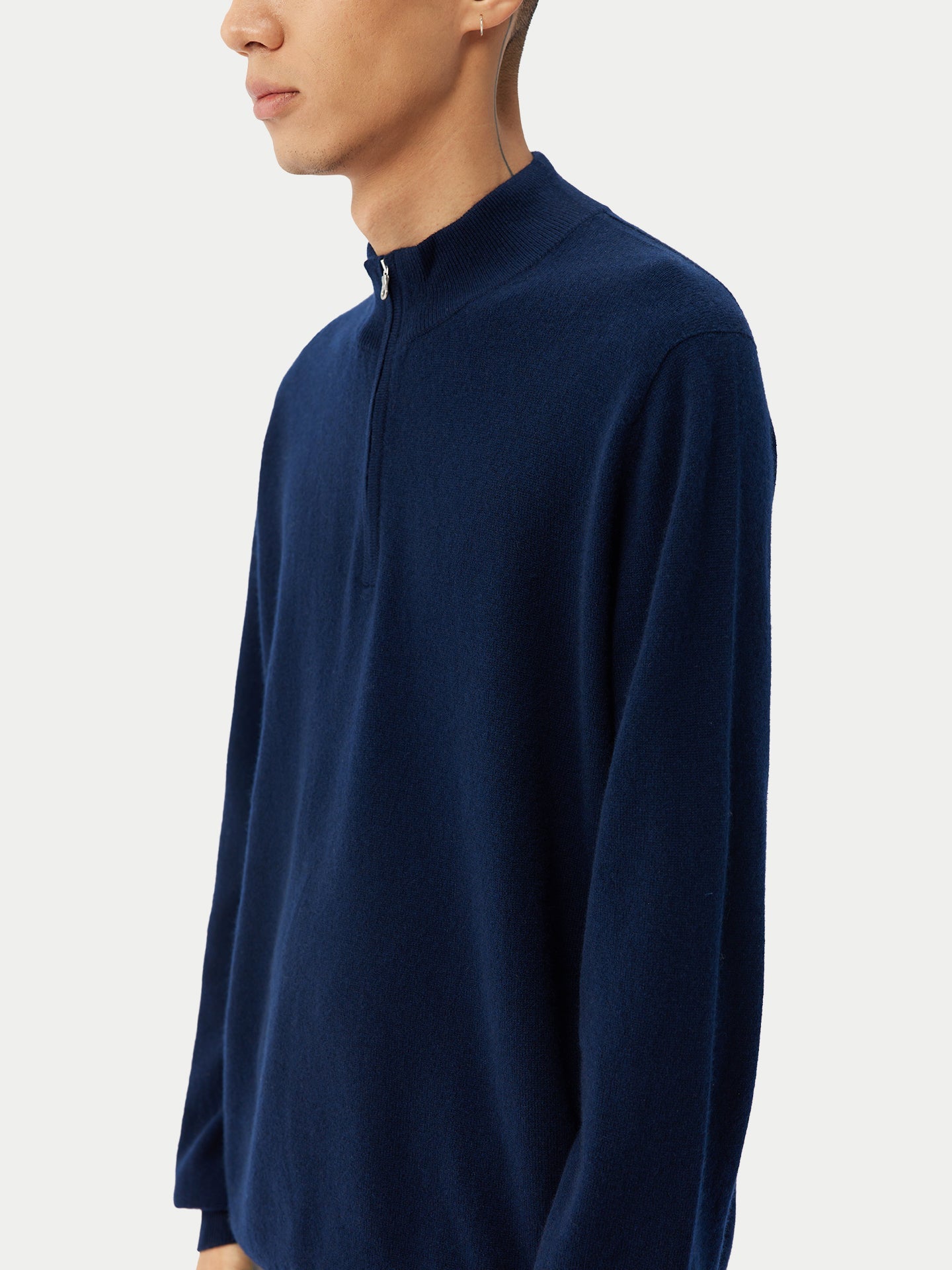 Pull polo demi en Cachemire pour hommes Marin - Gobi Cashmere