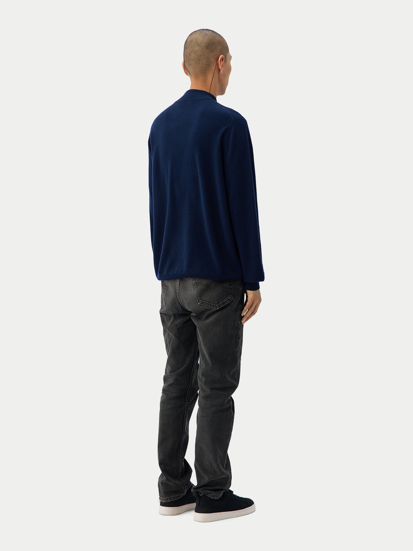 Pull polo demi en Cachemire pour hommes Marin - Gobi Cashmere