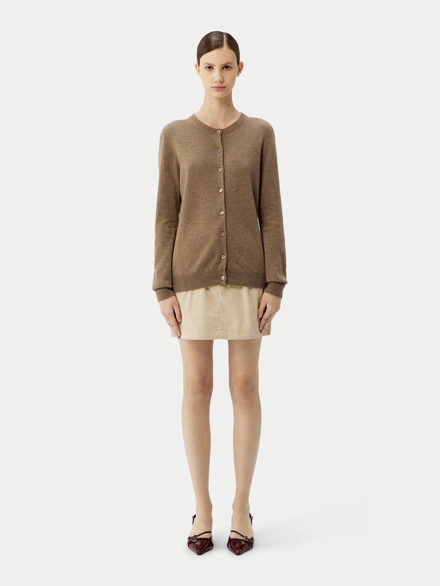 Cardigan col rond en Cachemire pour femmes Taupe - Gobi Cashmere