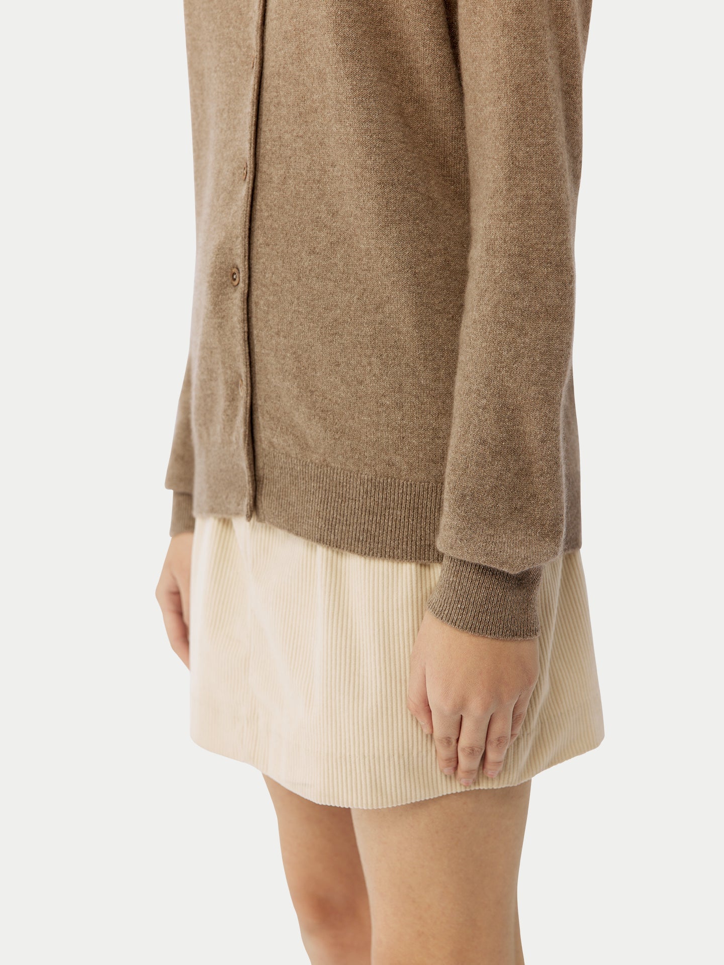 Cardigan col rond en Cachemire pour femmes Taupe - Gobi Cashmere