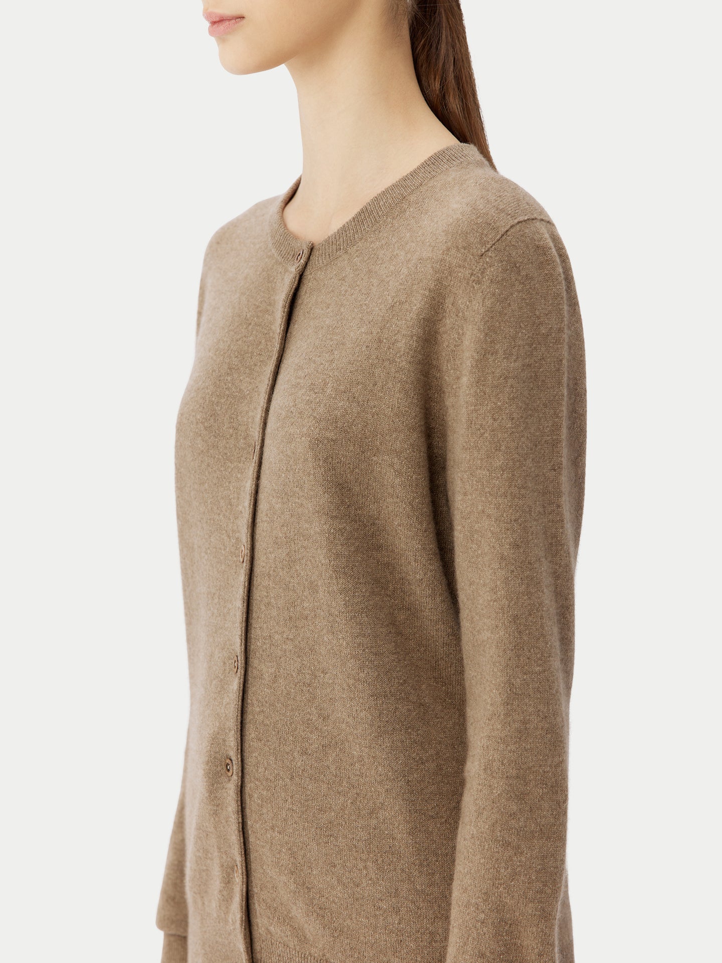 Cardigan col rond en Cachemire pour femmes Taupe - Gobi Cashmere