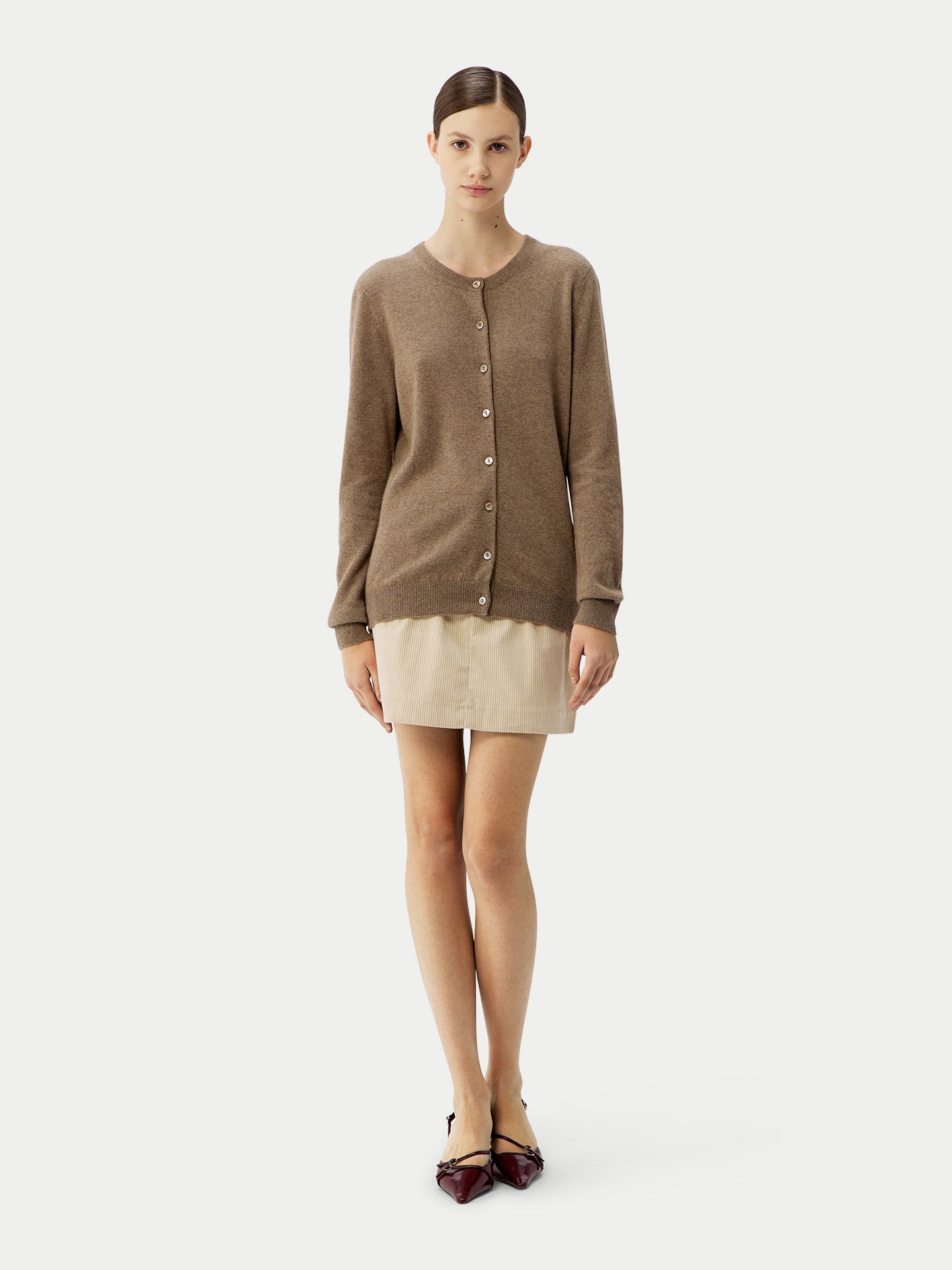 Cardigan col rond en Cachemire pour femmes Taupe - Gobi Cashmere