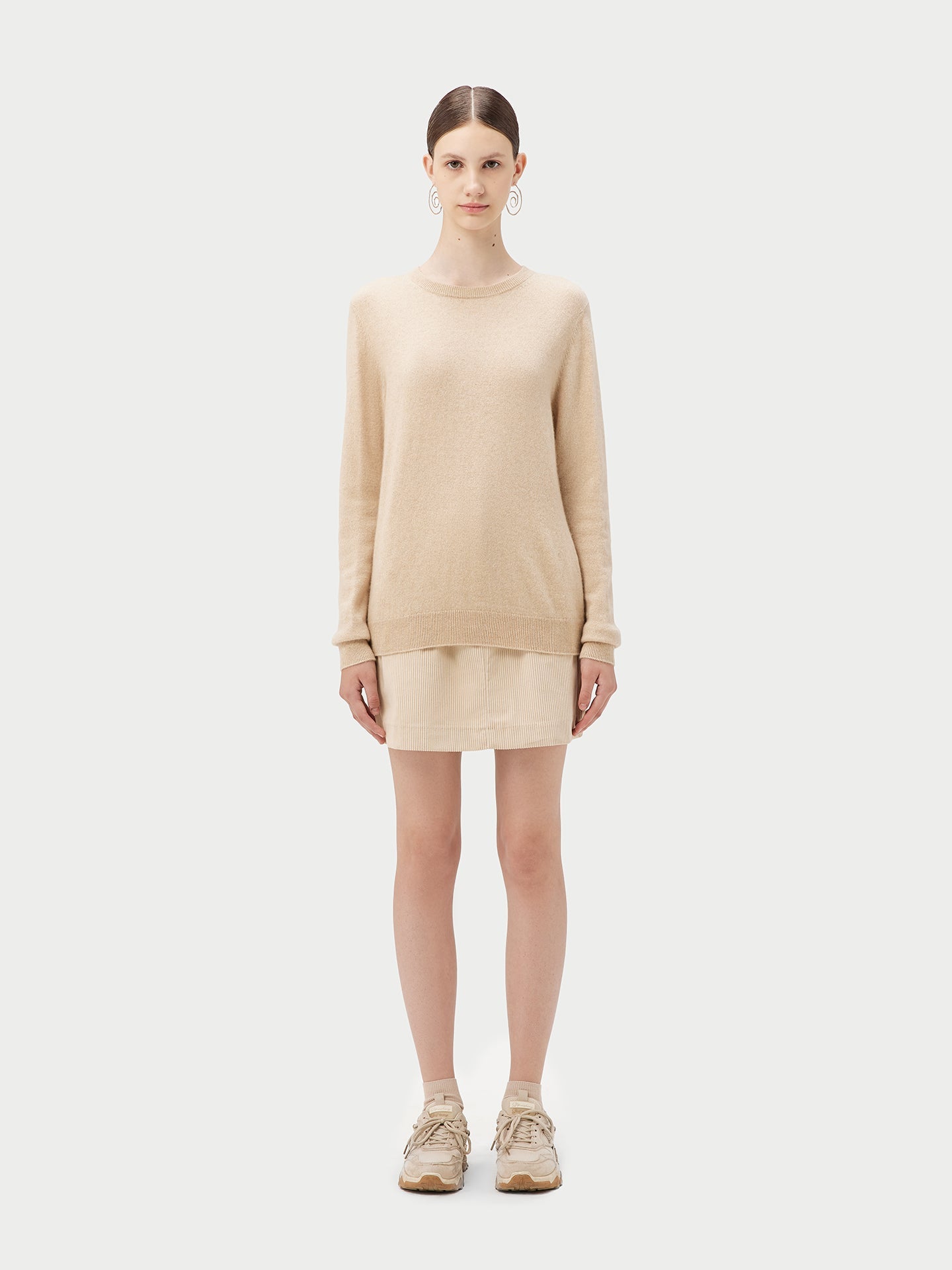 Pull col rond en Cachemire pour femmes Beige - Gobi Cashmere