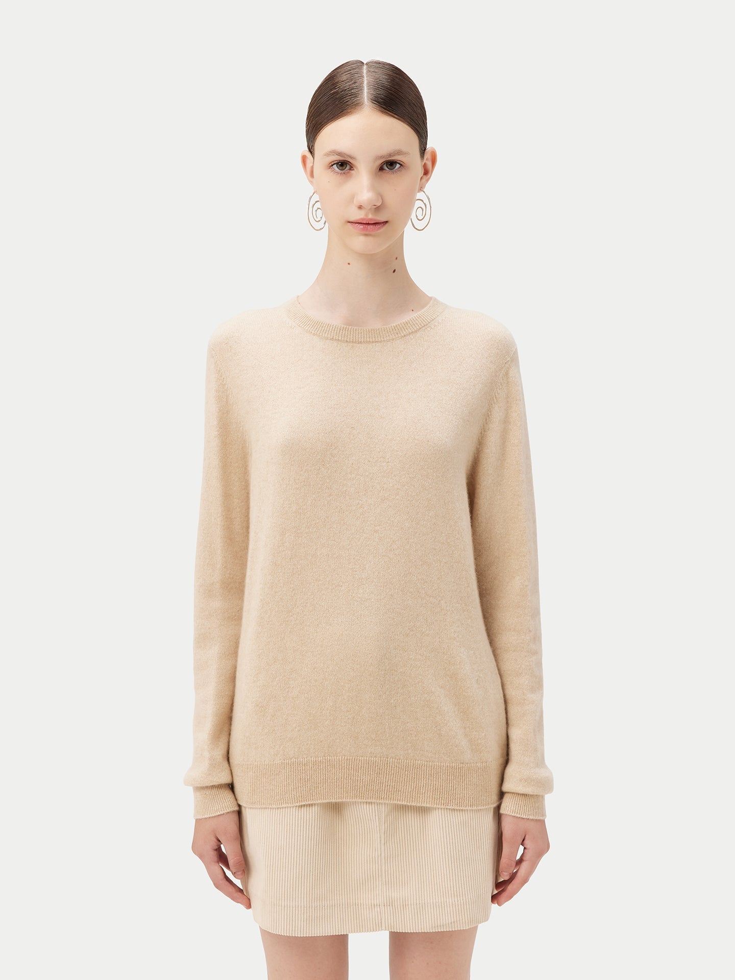 Pull col rond en Cachemire pour femmes Beige - Gobi Cashmere