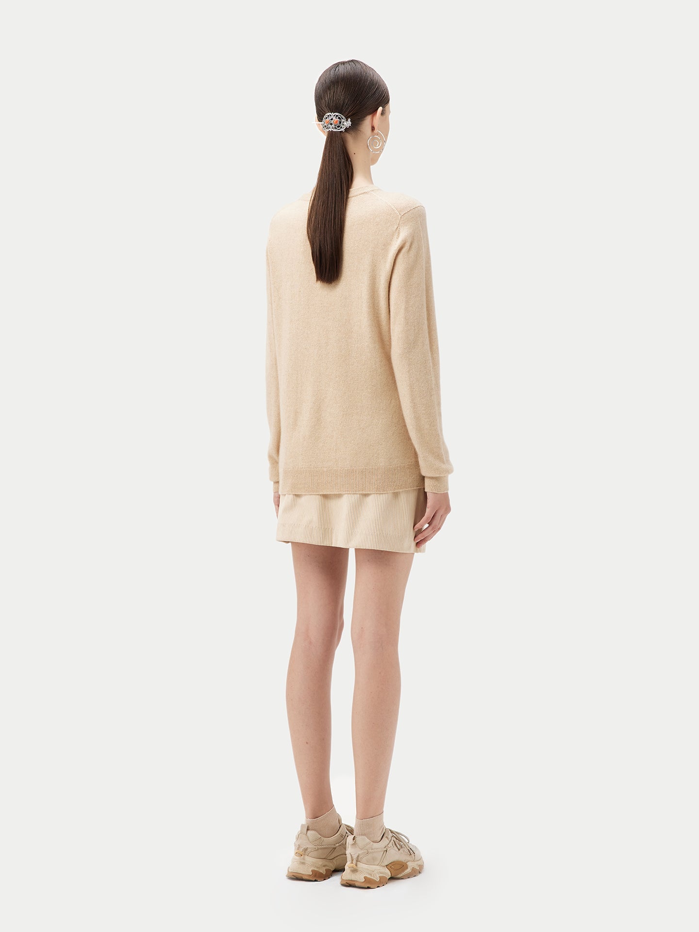 Pull col rond en Cachemire pour femmes Beige - Gobi Cashmere
