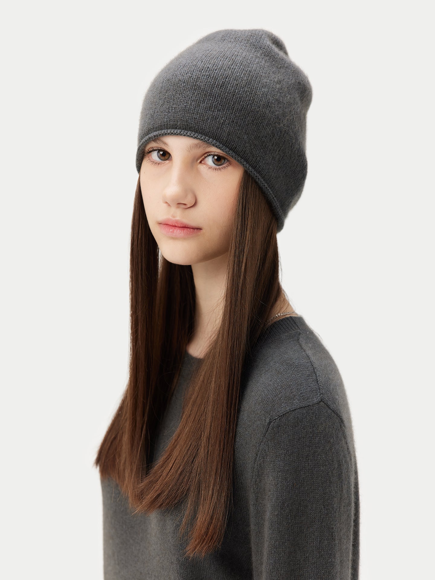 Cachemire léger pour femme Poids Basique Col Rond  Gris - Gobi Cashmere