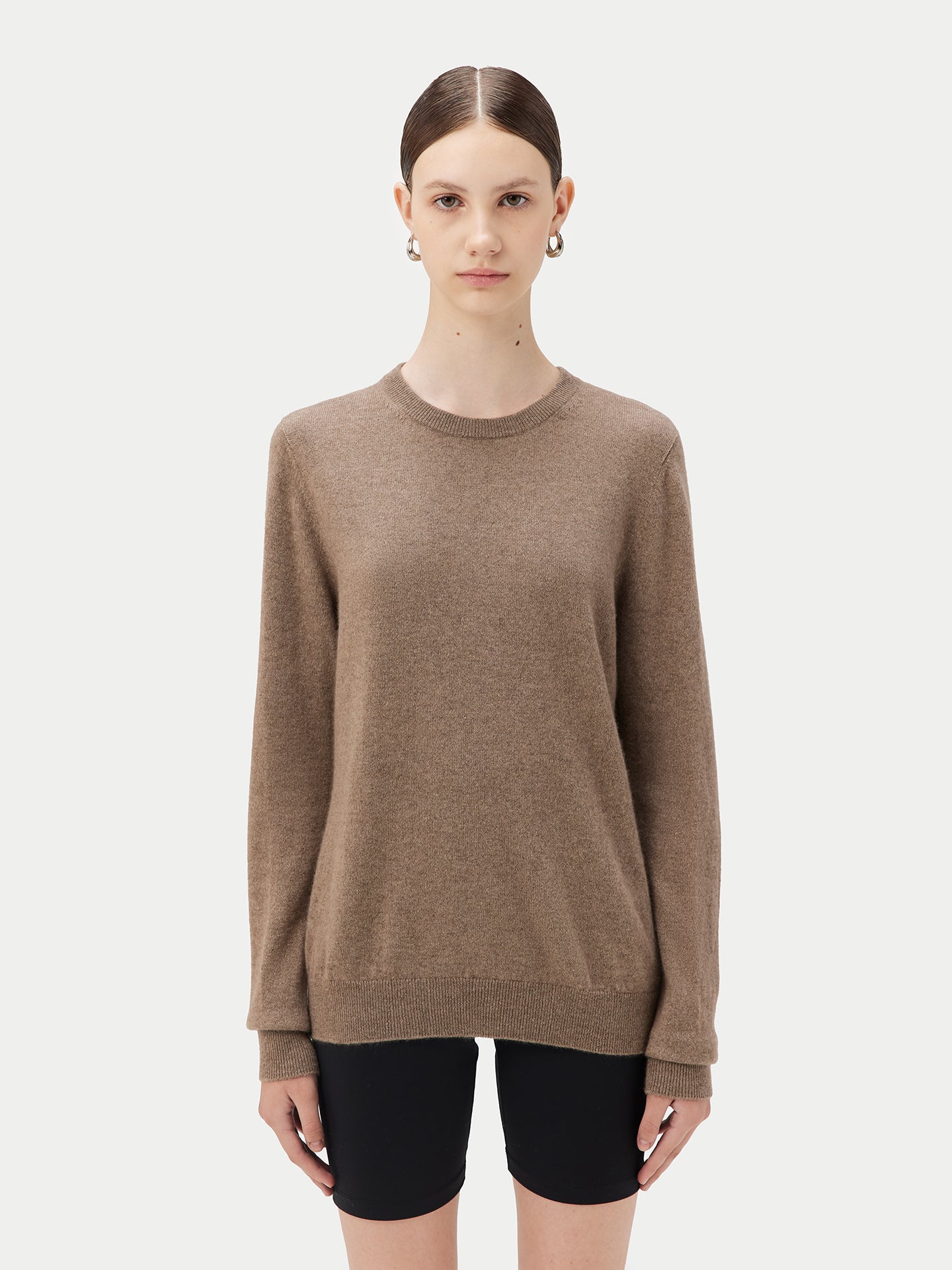 Pull col rond en Cachemire pour femmes Taupe - Gobi Cashmere
