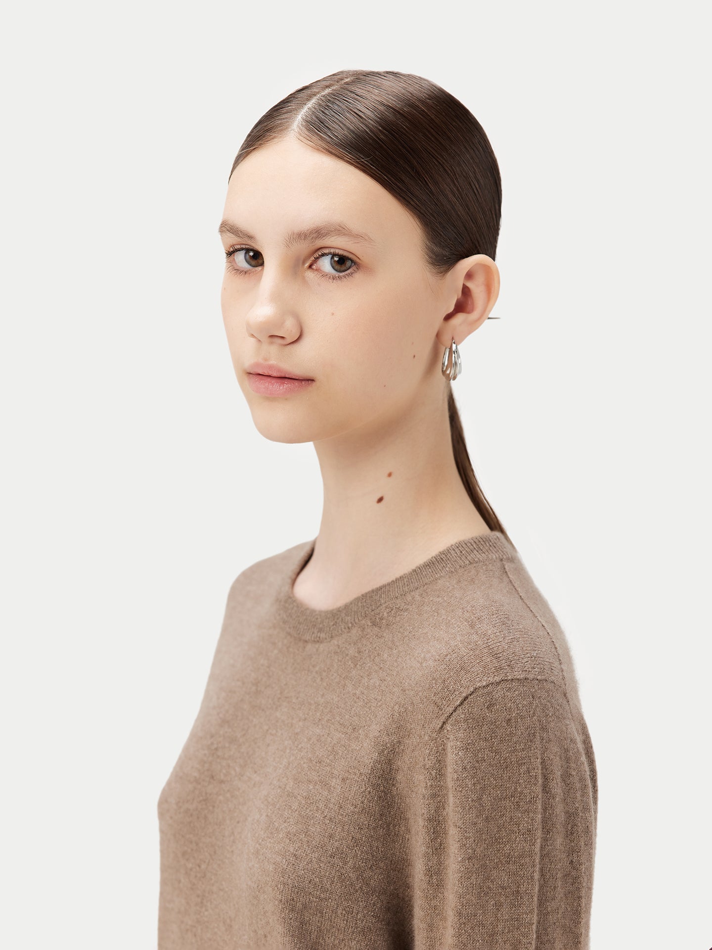 Pull col rond en Cachemire pour femmes Taupe - Gobi Cashmere